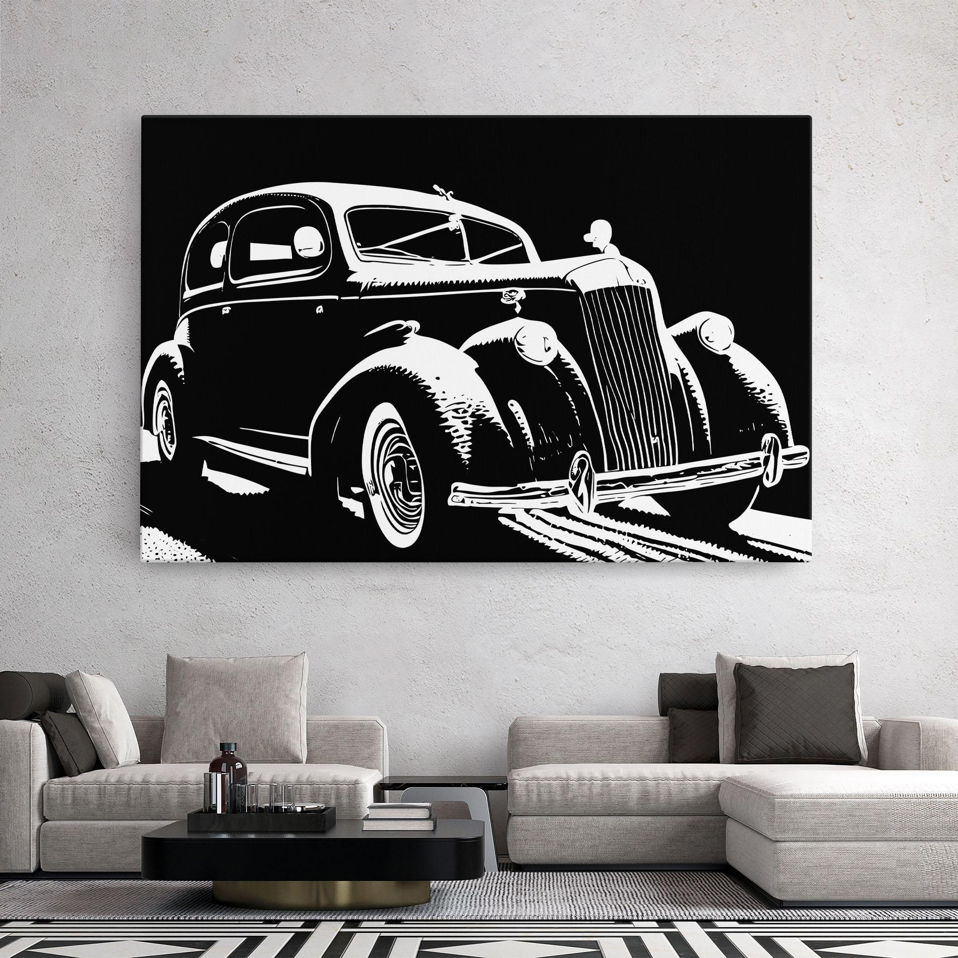 Tablou Canvas Old Car Shilouette mockup 2