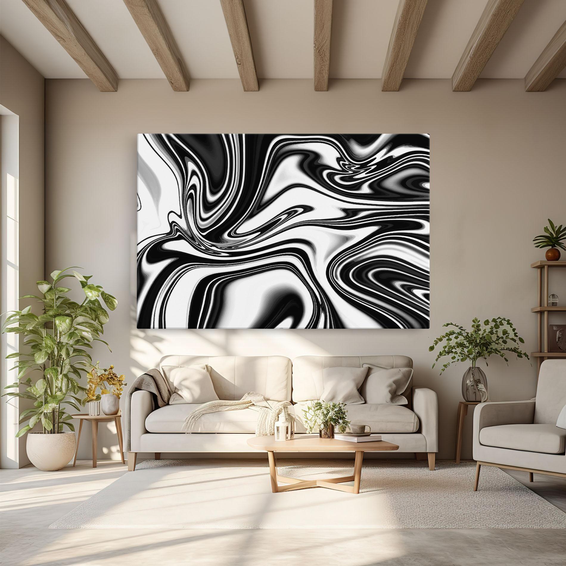 Tablou Canvas Black White Liquid mockup 6
