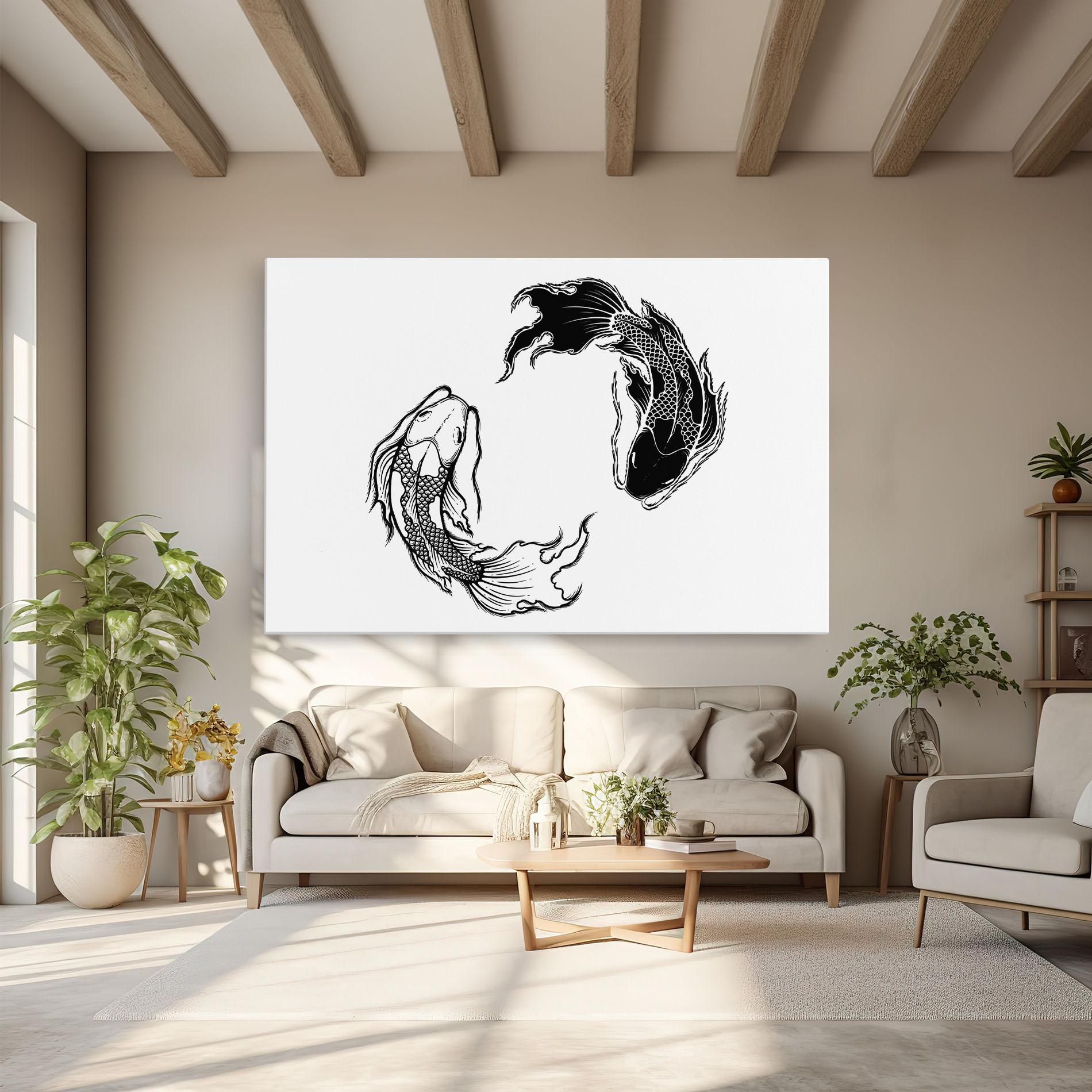 Tablou Canvas Yin Yang Koi mockup 6