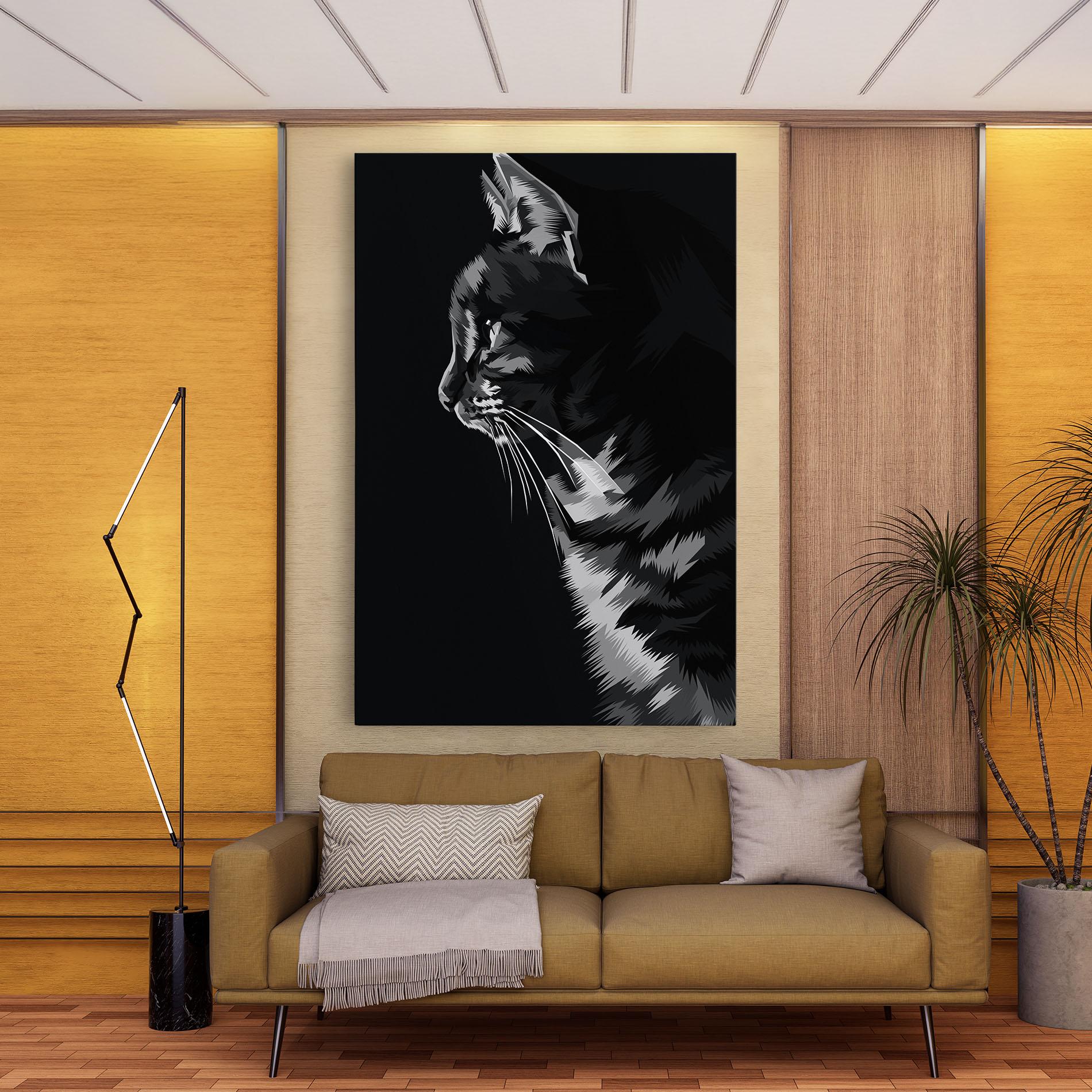 Tablou Canvas Black Grey Cat mockup 9