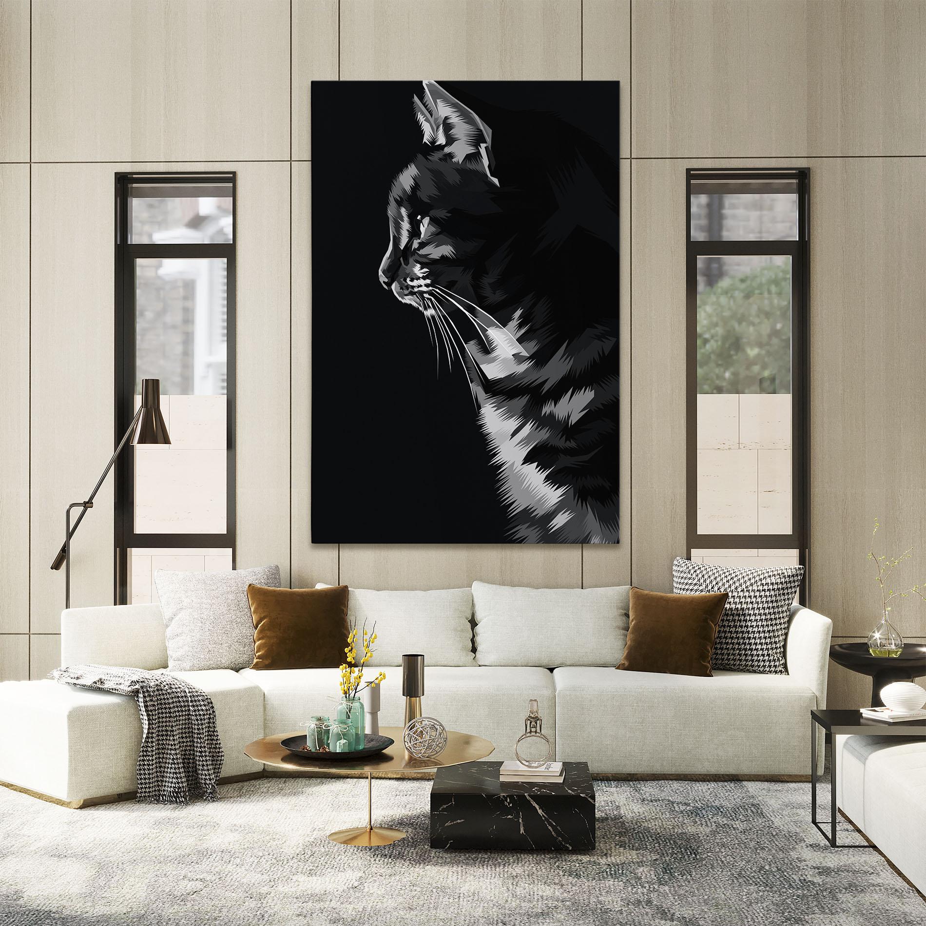 Tablou Canvas Black Grey Cat mockup 2