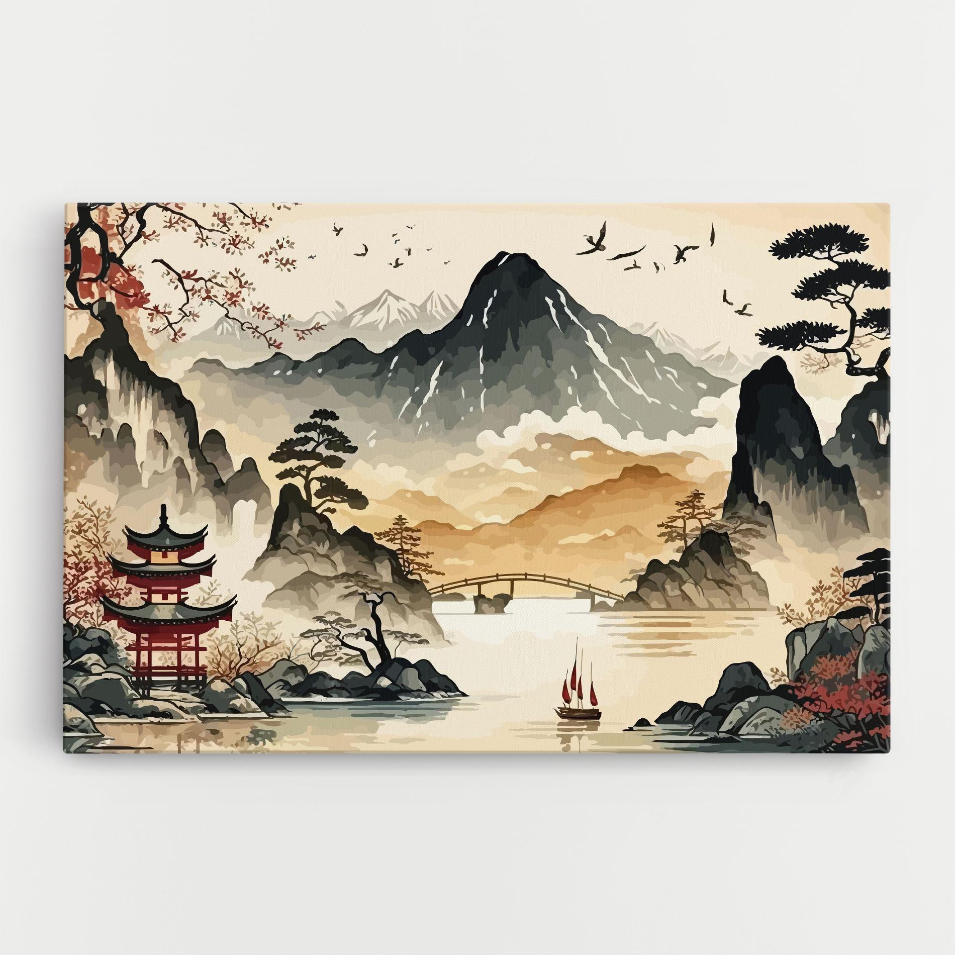 Tablou Canvas Asian Mountain View mockup 0