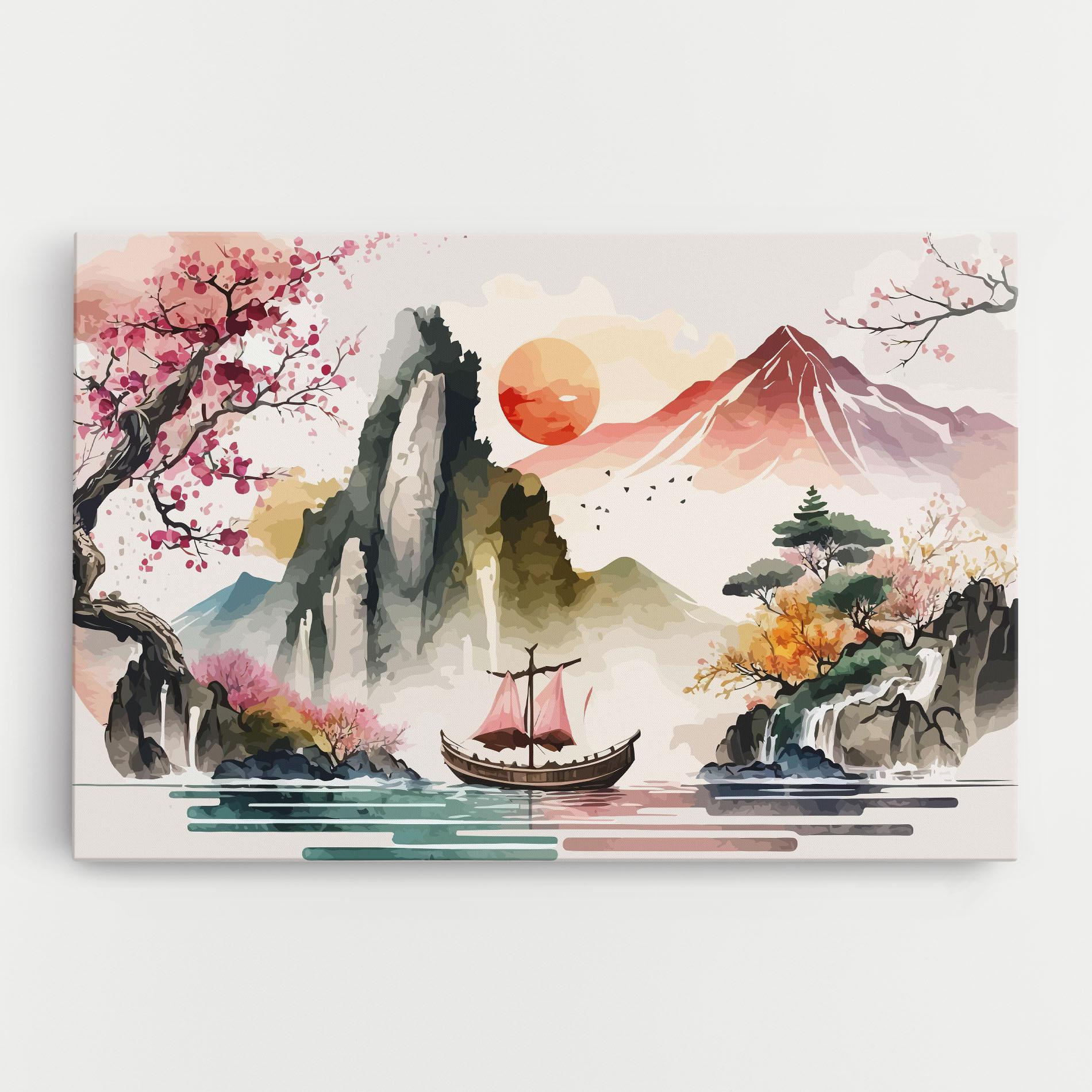 Tablou Canvas Asian Orange Sunset mockup 0