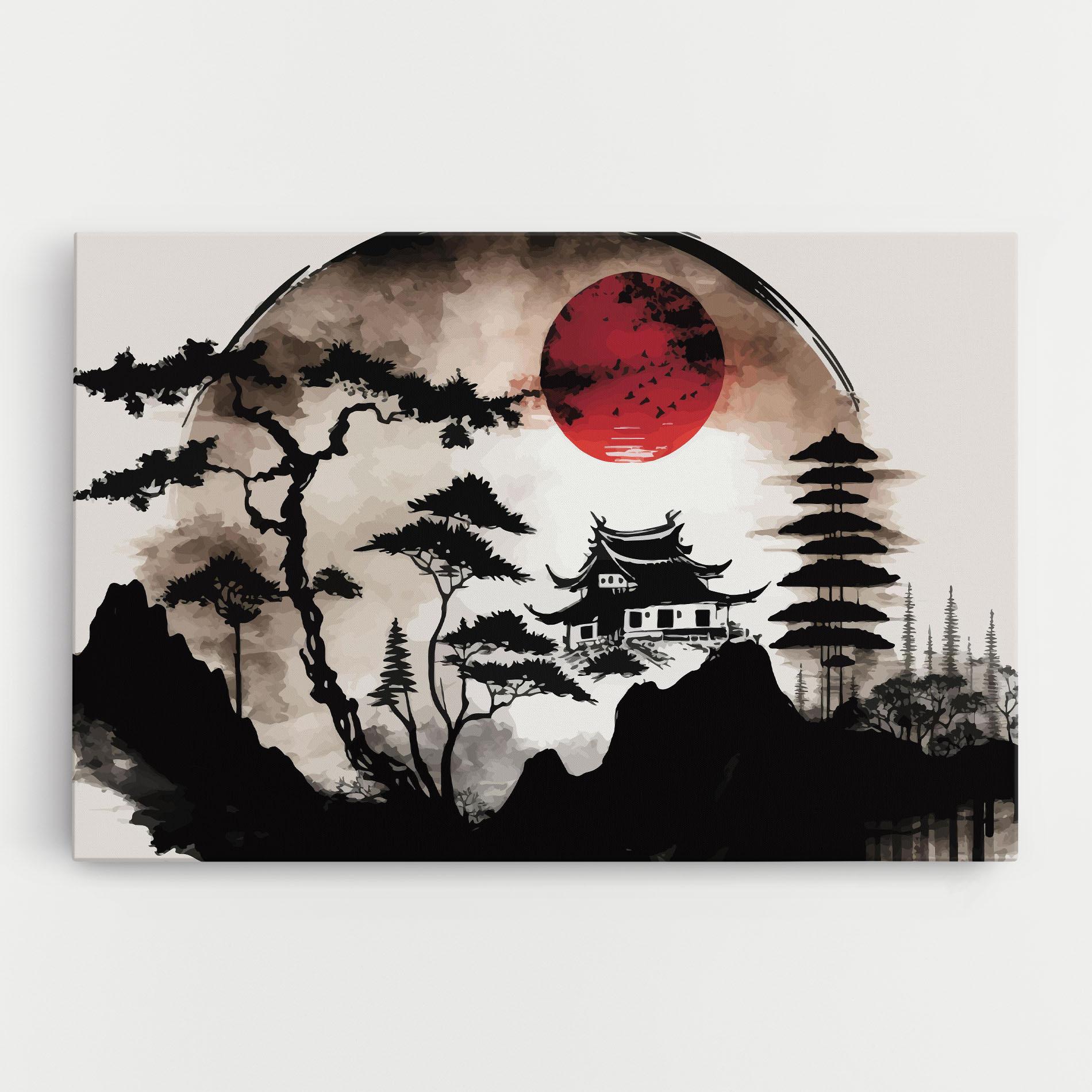 Tablou Canvas Asian Red Moon mockup 0