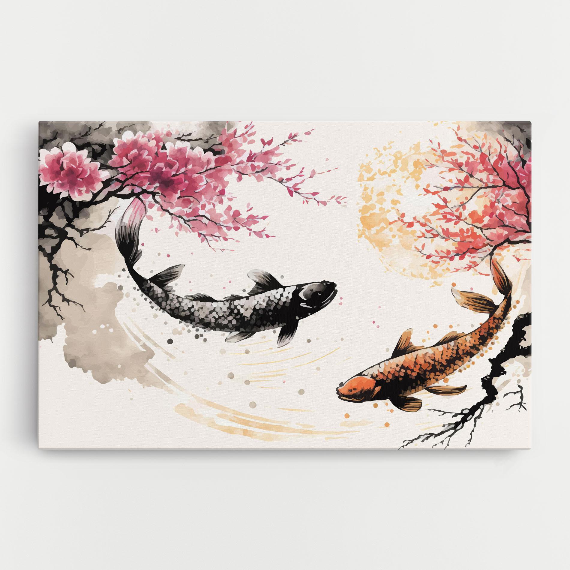 Tablou Canvas Asiatic Flower Fish mockup 0