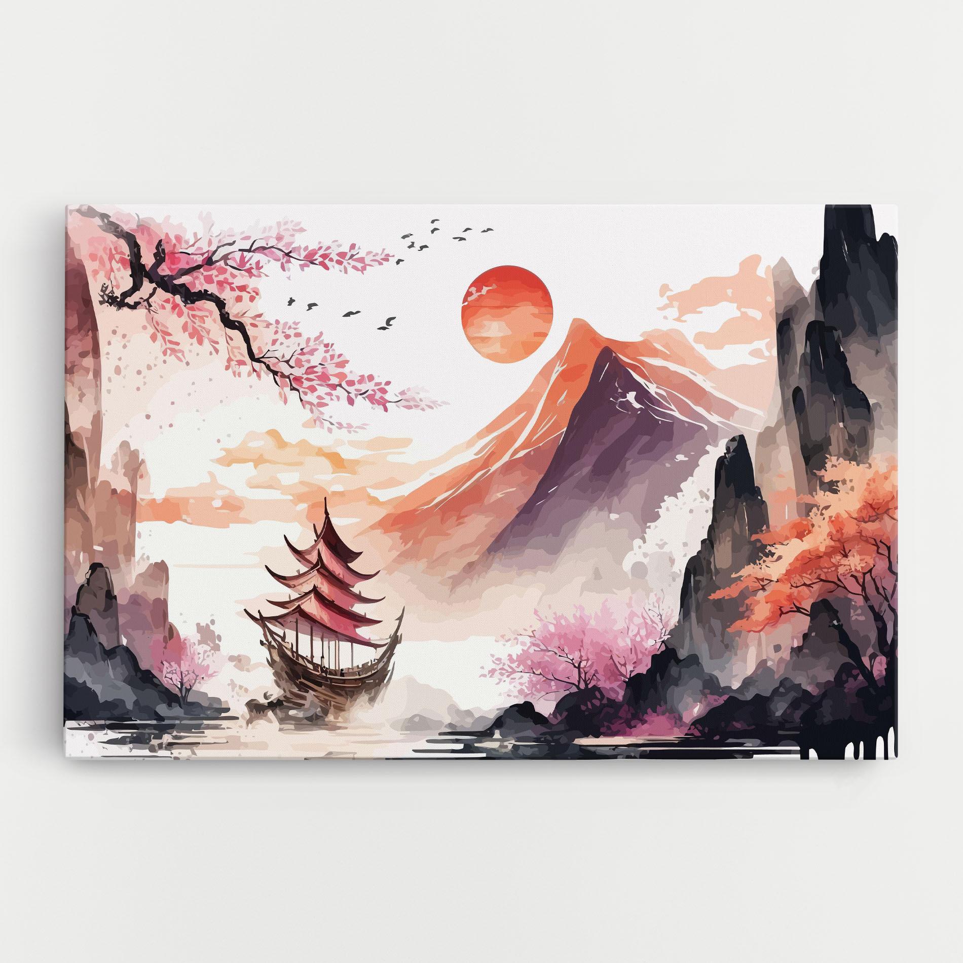 Tablou Canvas Asiatic Purple Mountain mockup 0