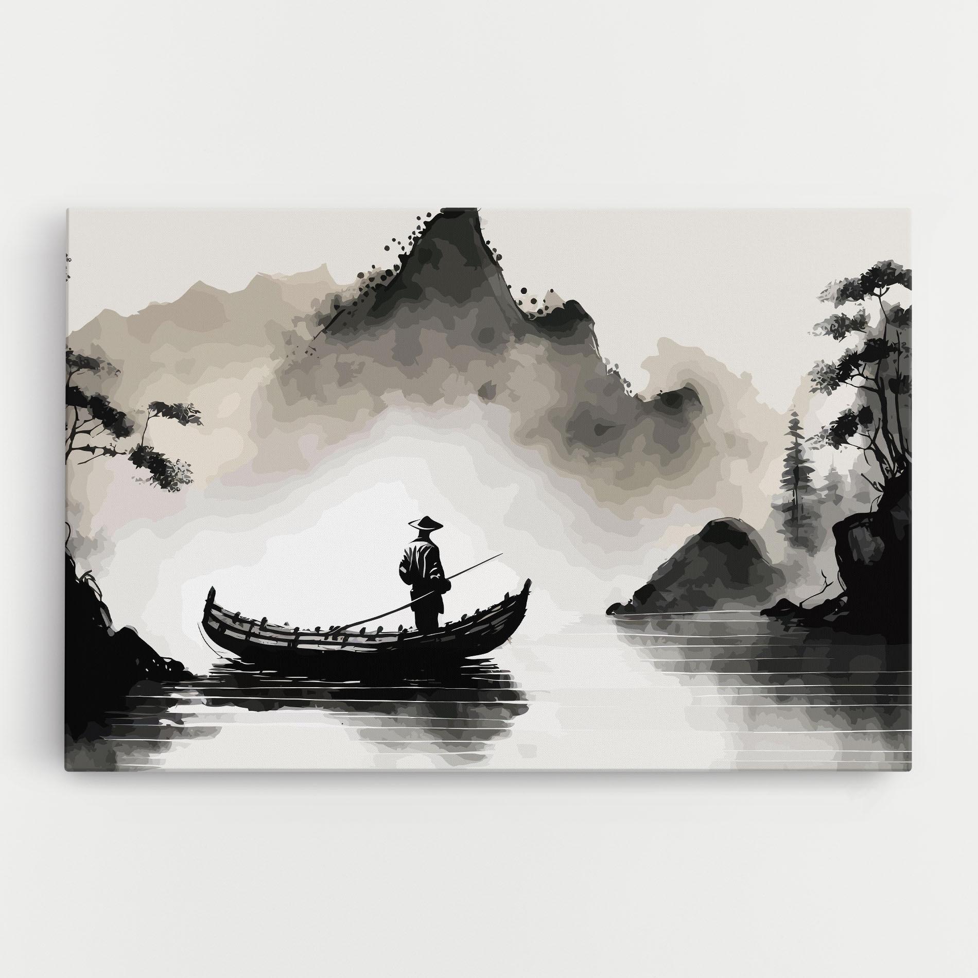 Tablou Canvas Black Ink Boat mockup 0