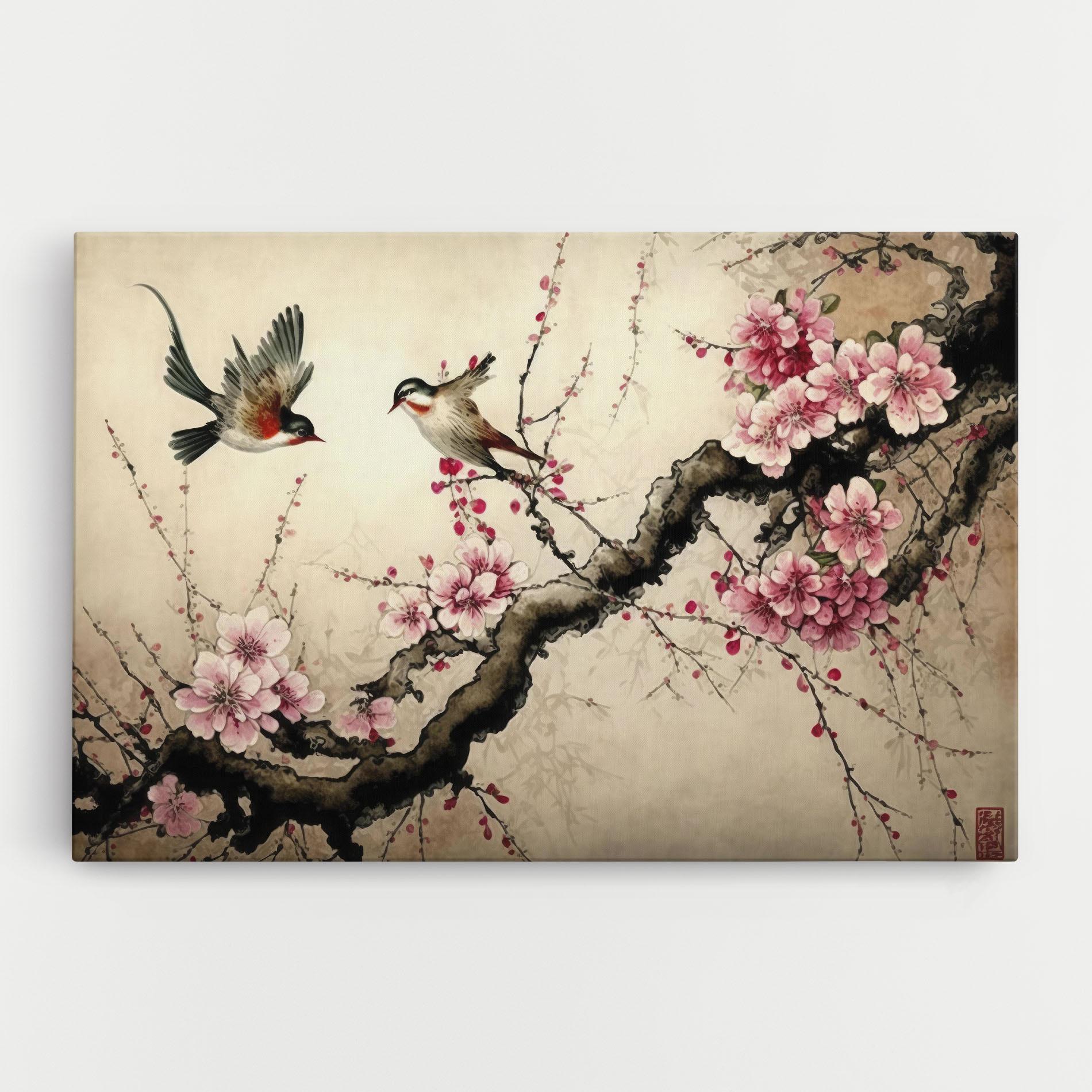 Tablou Canvas Cherry Blossom Birds mockup 0