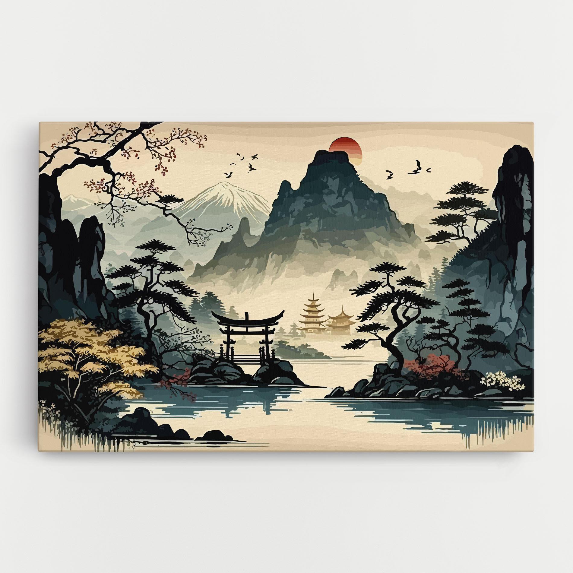 Tablou Canvas Cream Chinese Mountain mockup 0