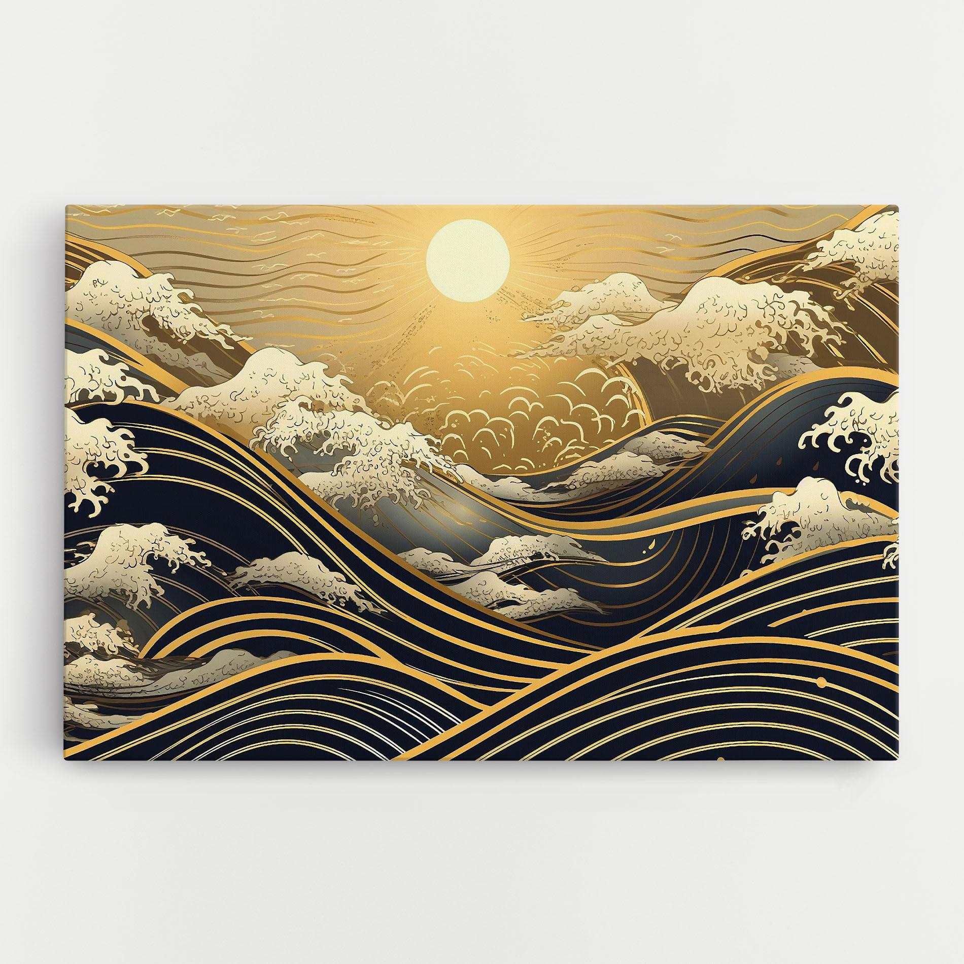 Tablou Canvas Gold Waves Landscape mockup 0
