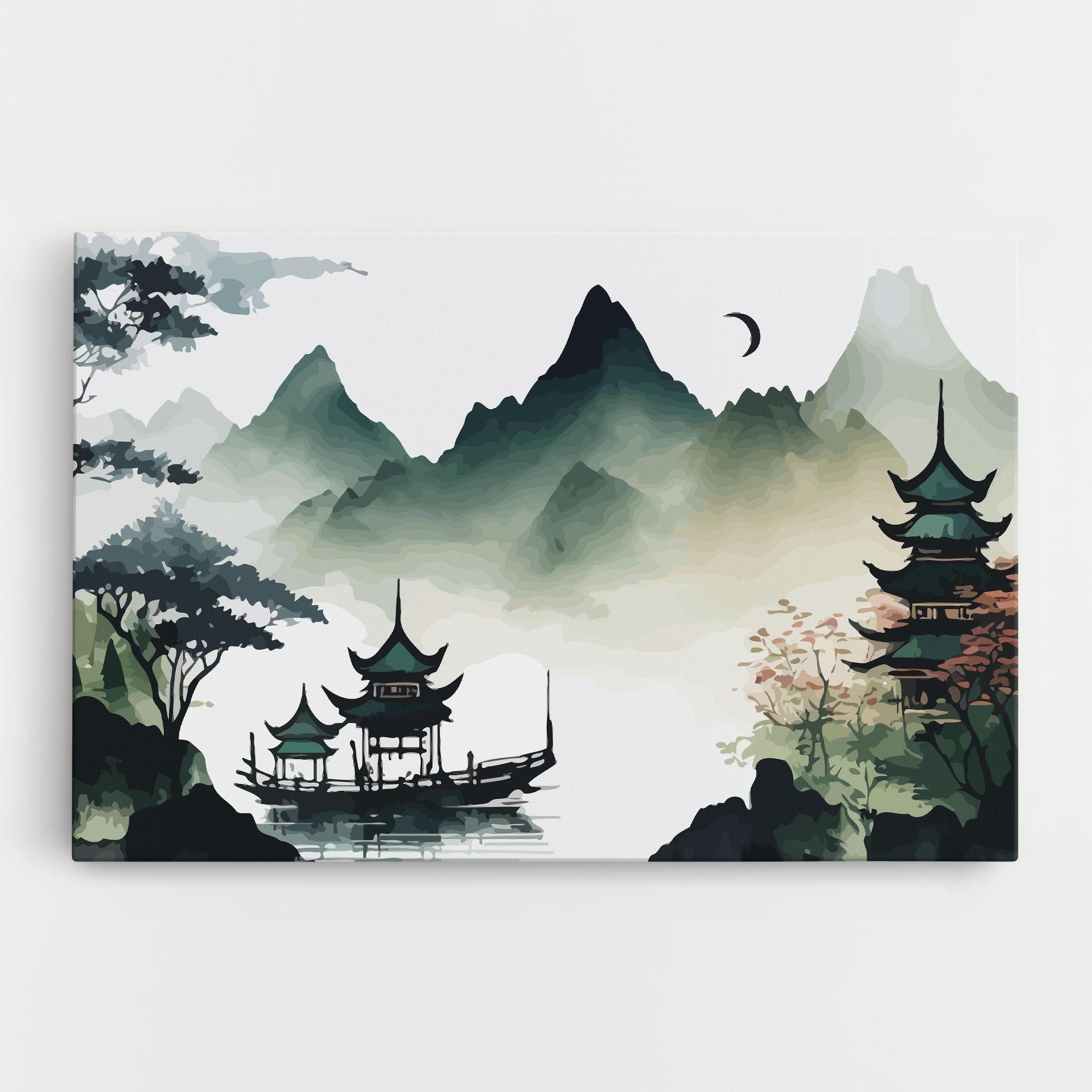 Tablou Canvas Green Mountain Moon mockup 0