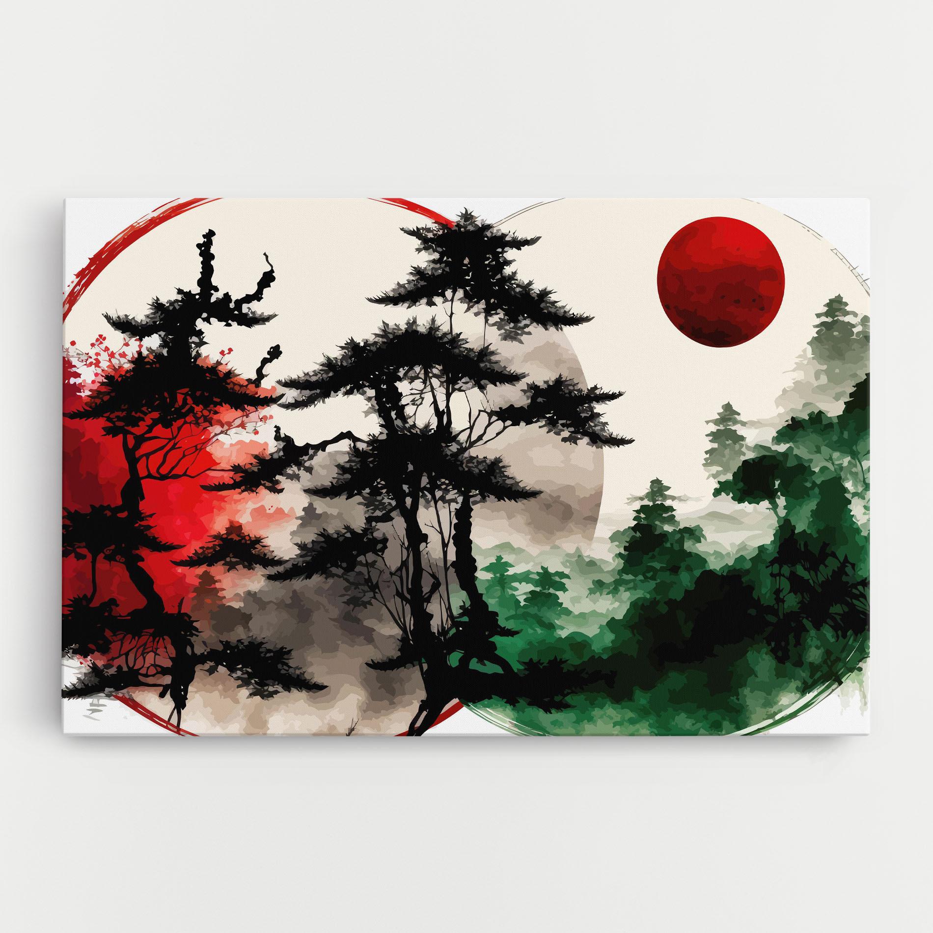 Tablou Canvas Green Red Tree Art mockup 0