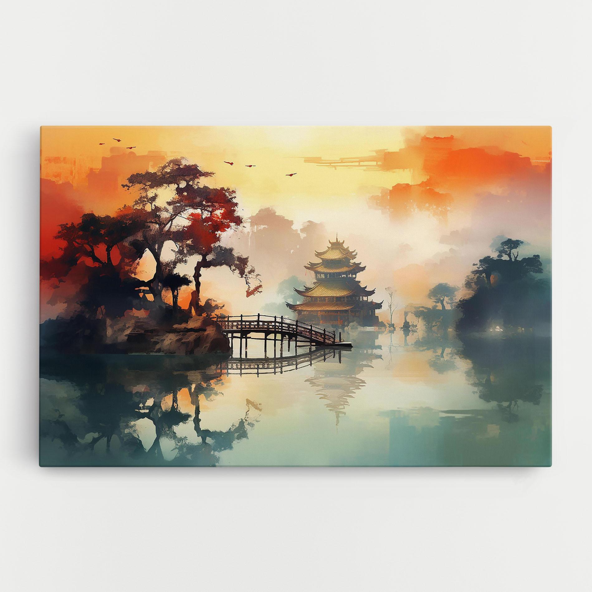 Tablou Canvas Sunset Fog Water mockup 0