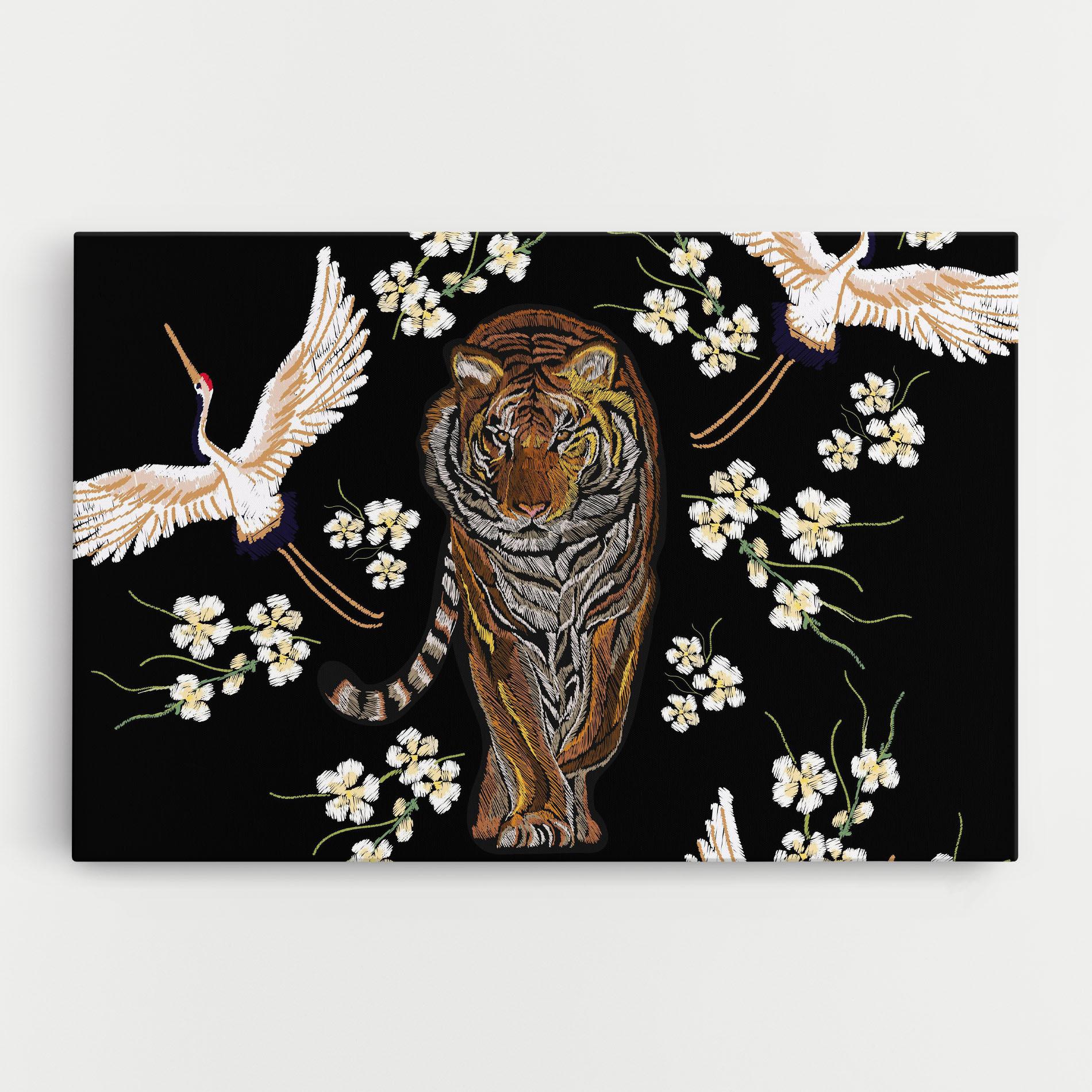 Tablou Canvas Tiger Birds Art mockup 0