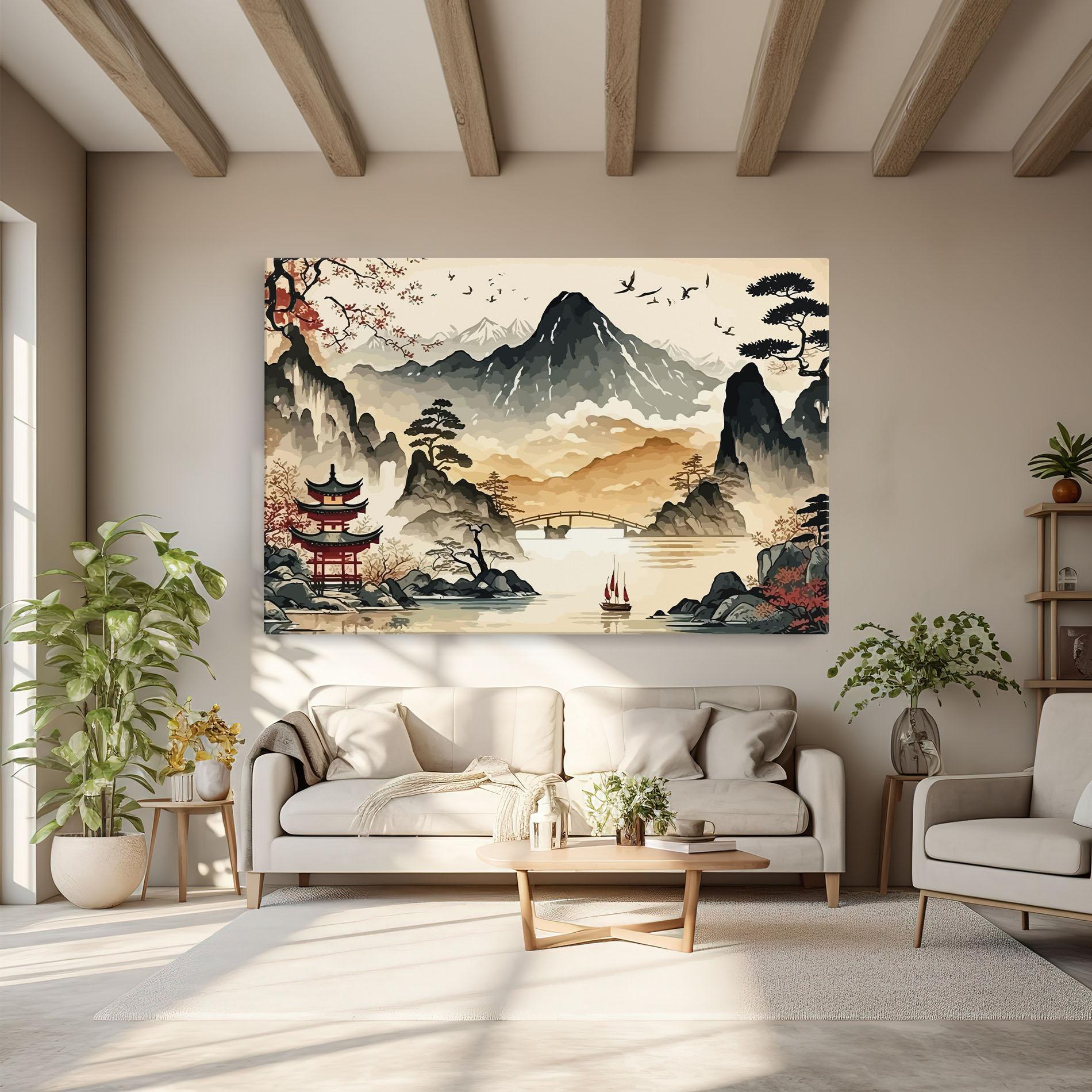 Tablou Canvas Asian Mountain View mockup 6