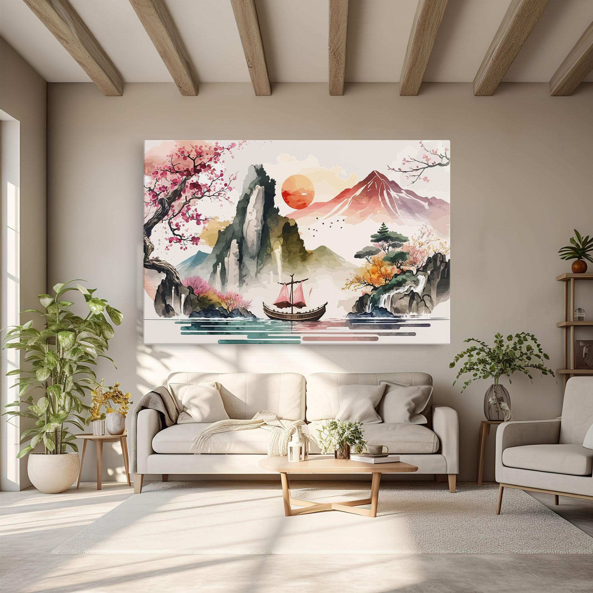 Tablou Canvas Asian Orange Sunset mockup 6