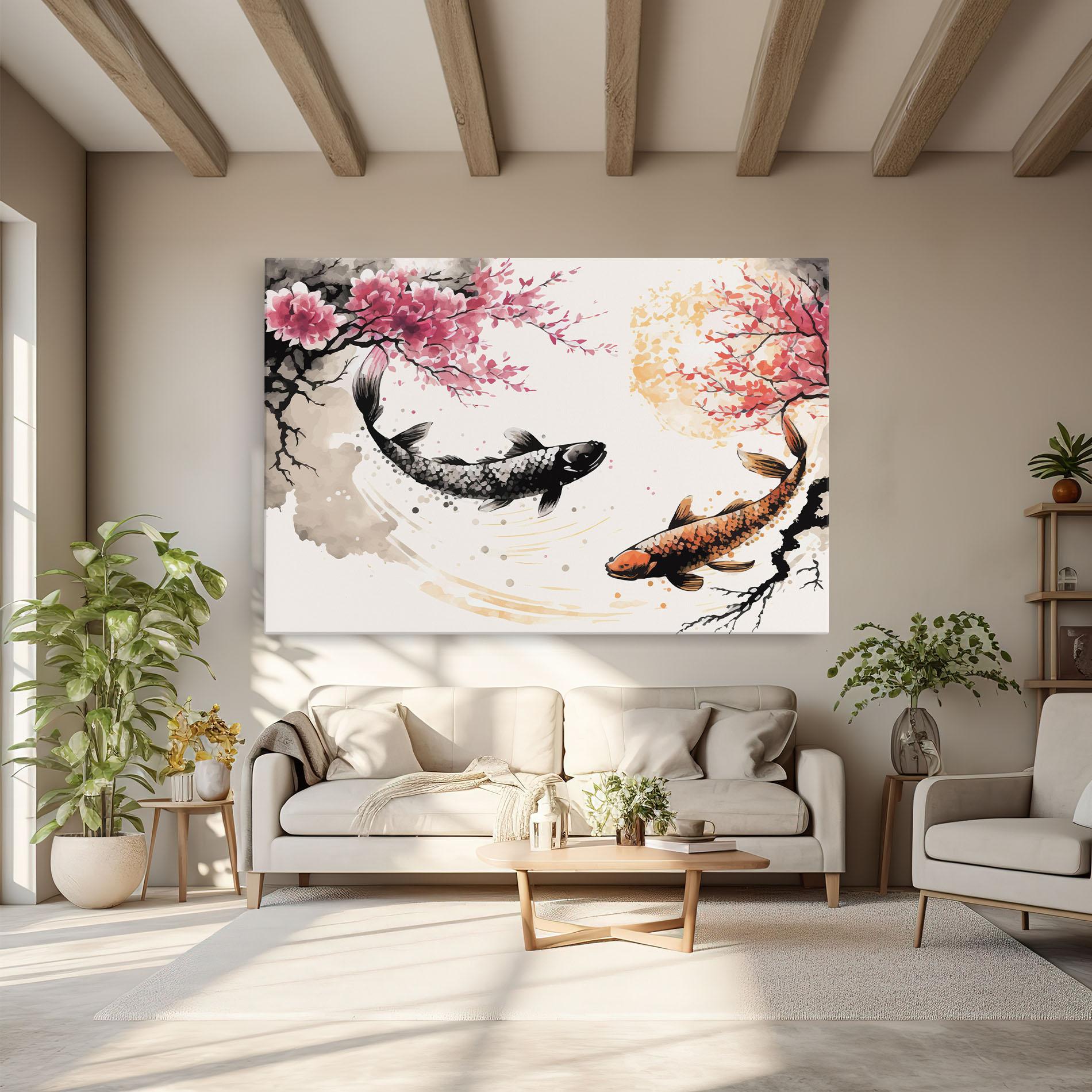 Tablou Canvas Asiatic Flower Fish mockup 6