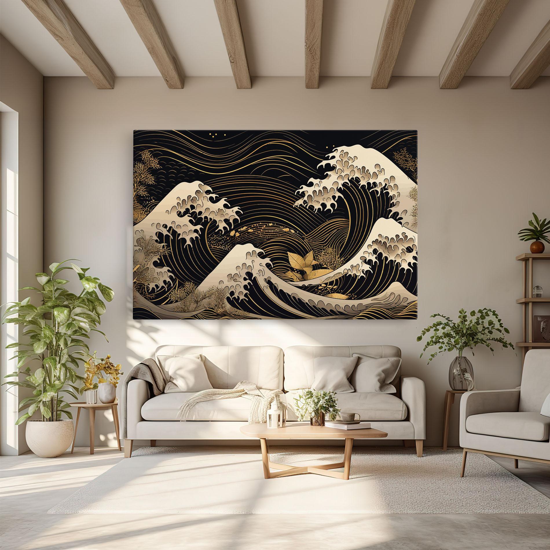 Tablou Canvas Asiatic Gold Wave mockup 6