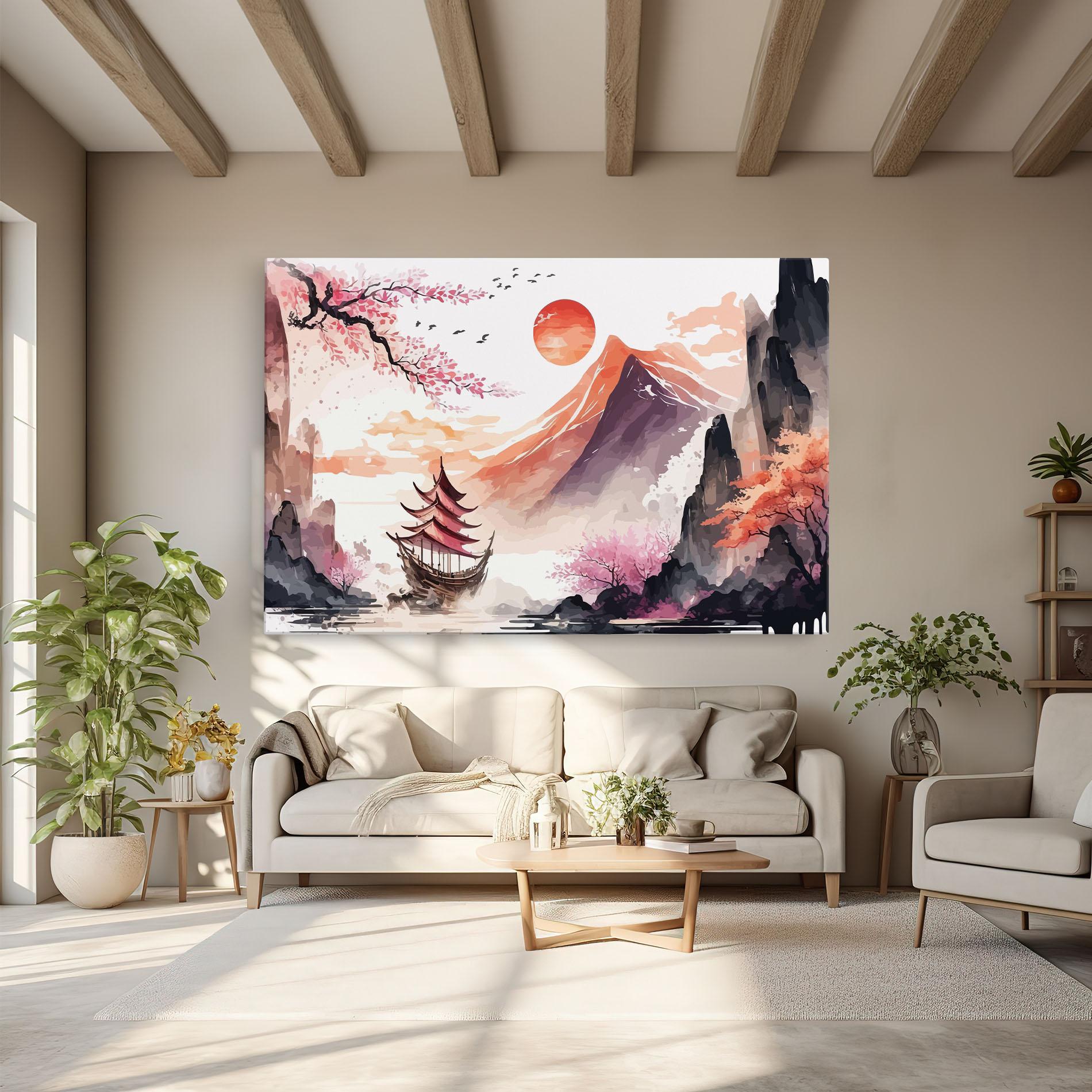 Tablou Canvas Asiatic Purple Mountain mockup 6