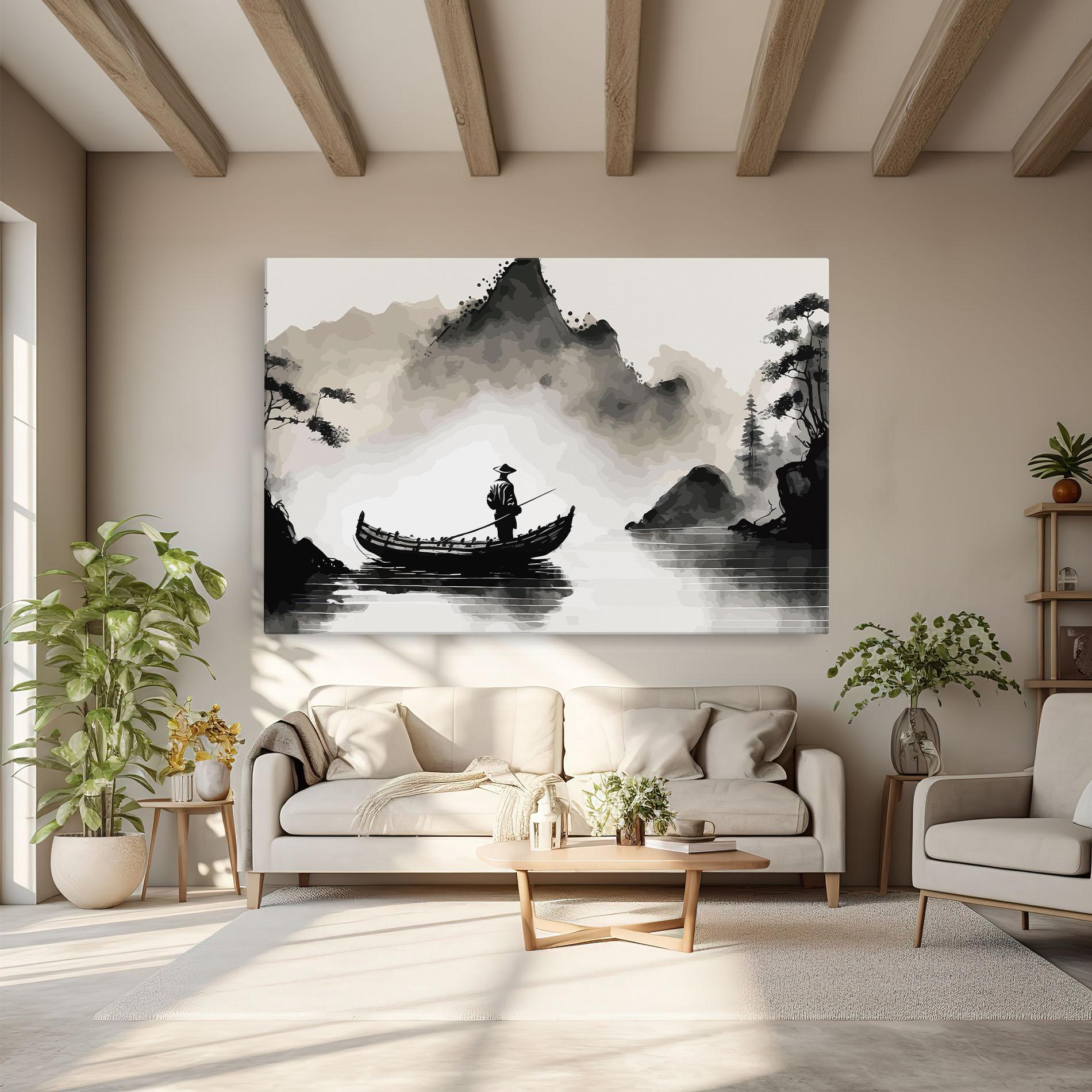 Tablou Canvas Black Ink Boat mockup 6