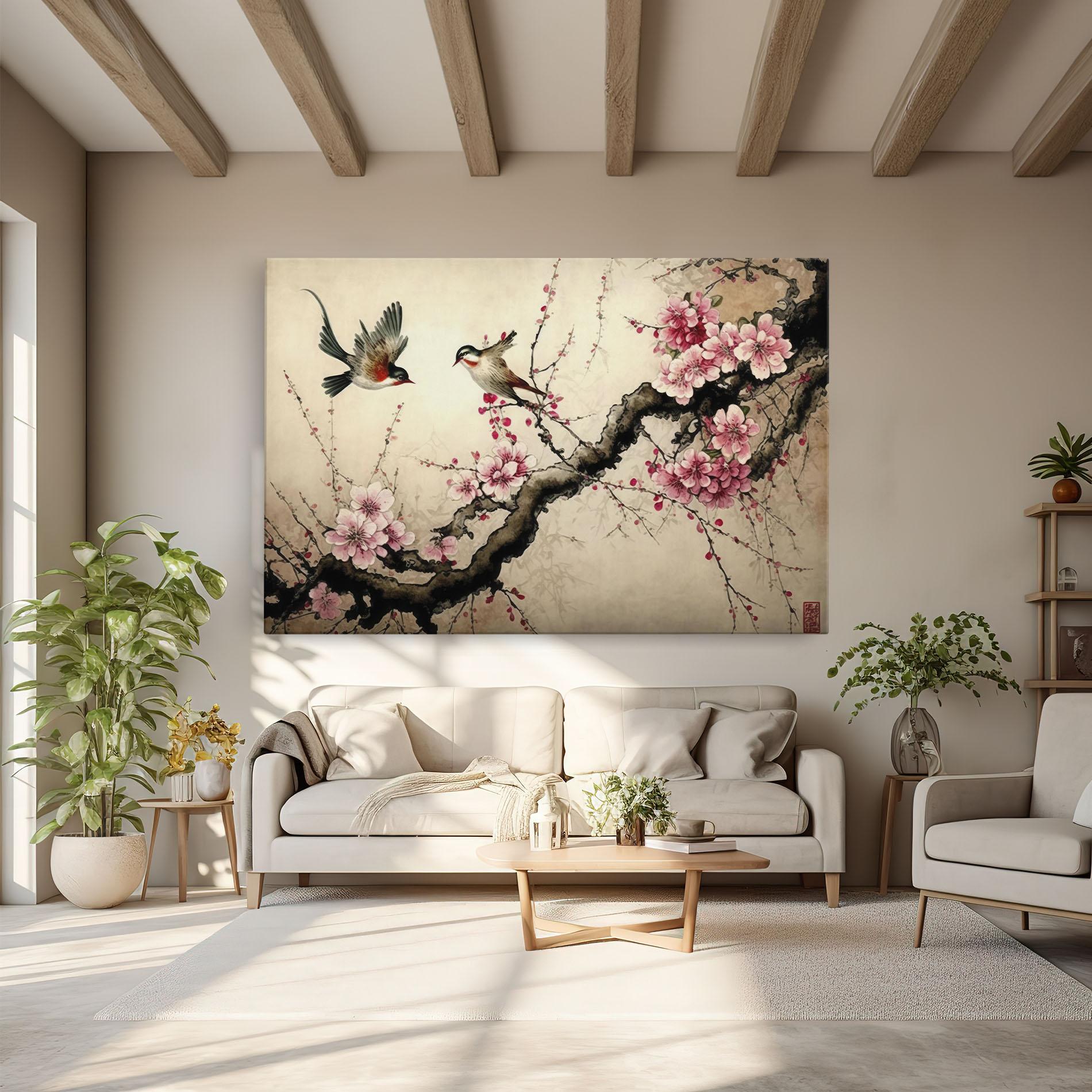 Tablou Canvas Cherry Blossom Birds mockup 6