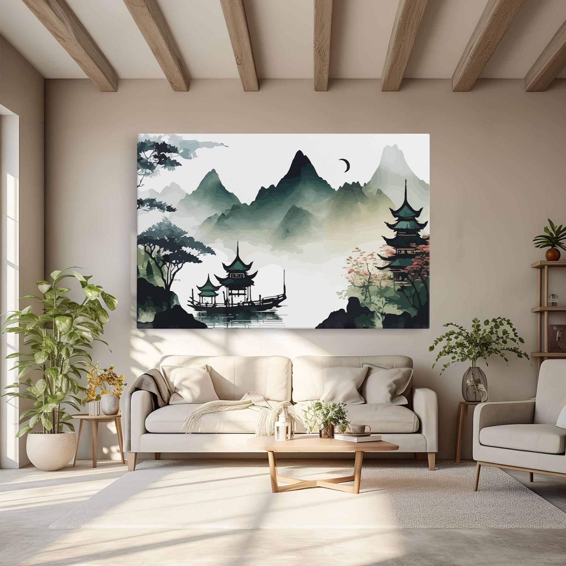 Tablou Canvas Green Mountain Moon mockup 6