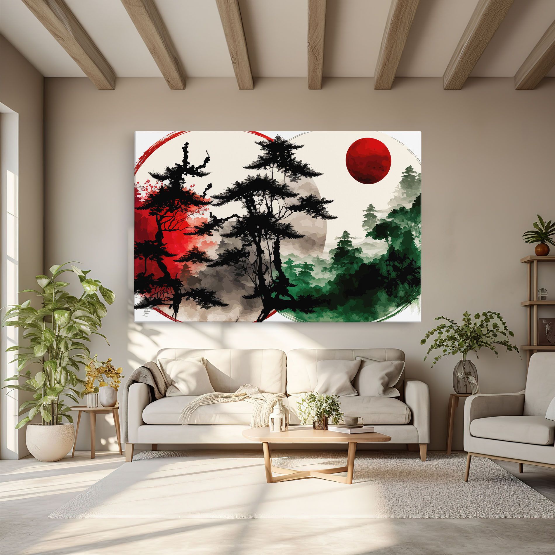 Green Red Tree Art mockup 6
