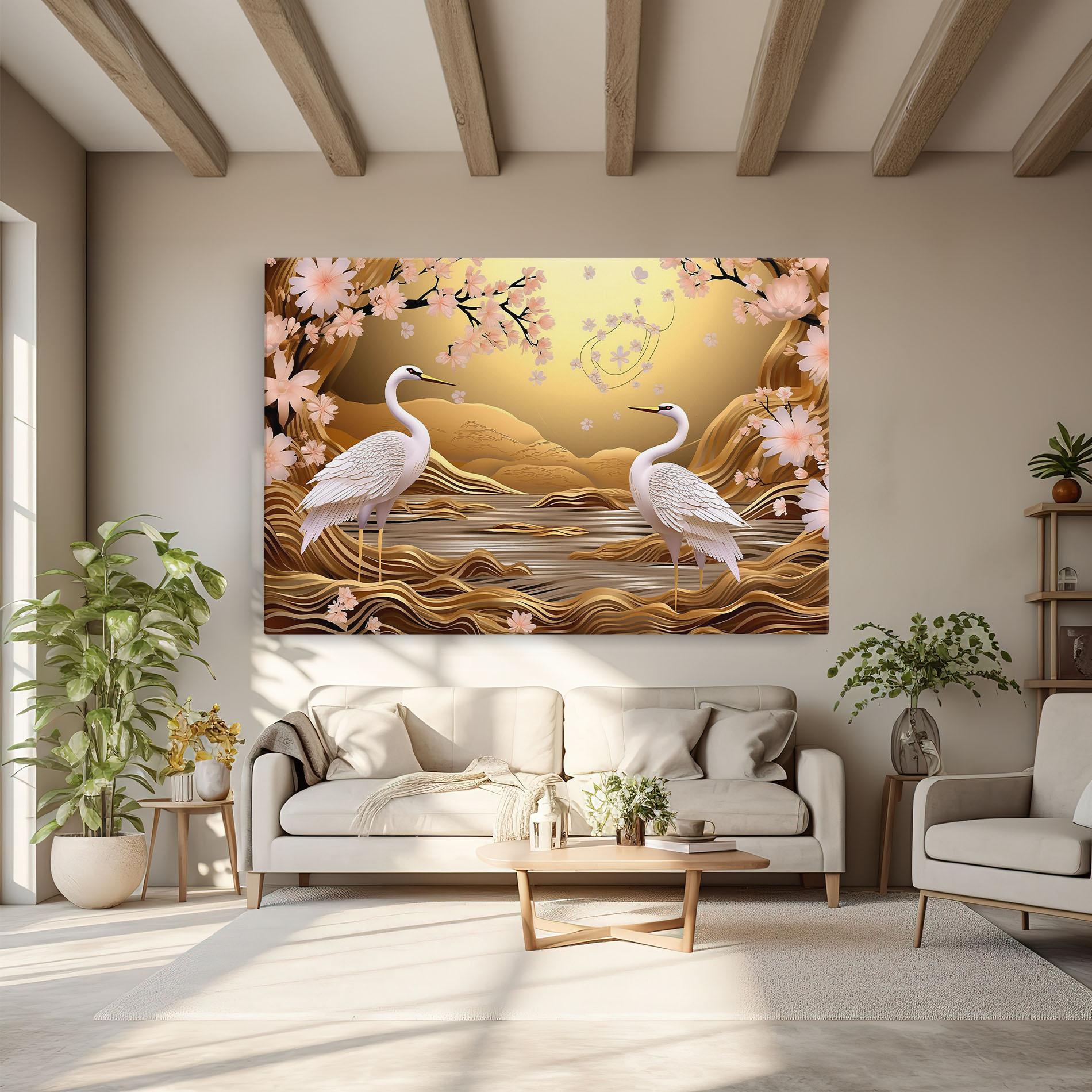 Tablou Canvas Pink Chinese Flowers mockup 6