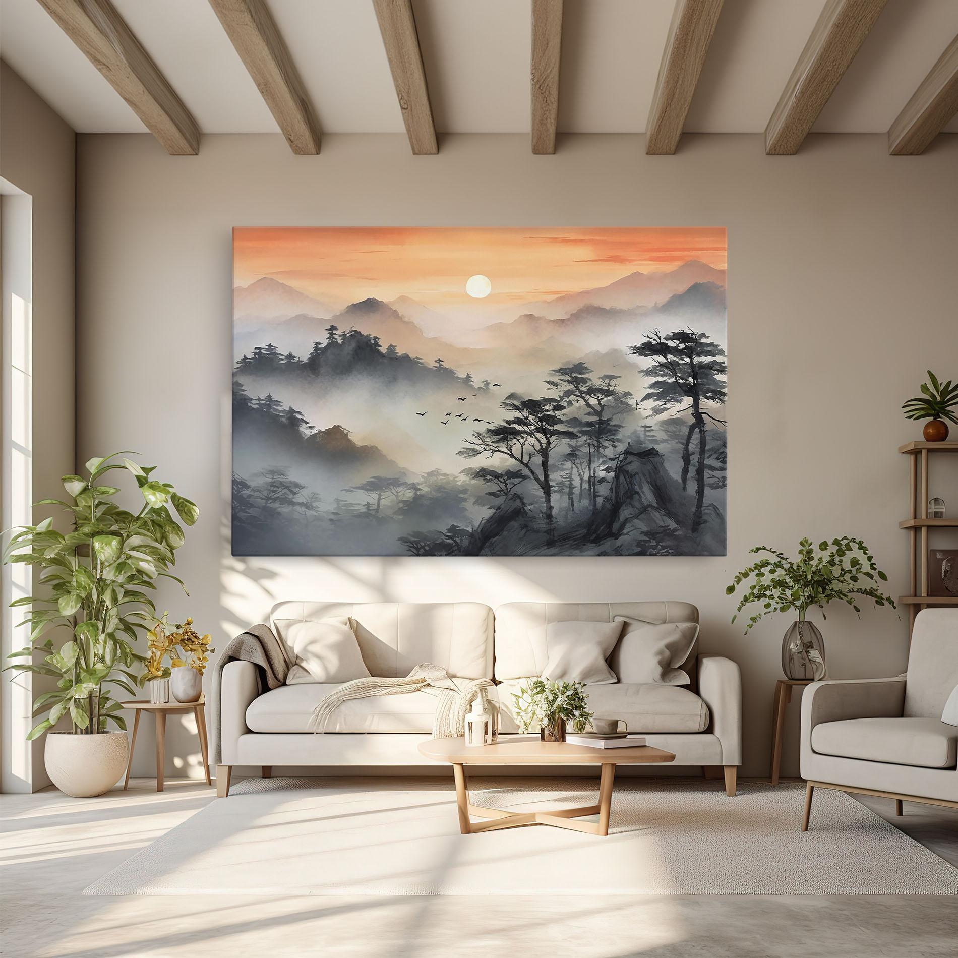 Tablou Canvas Sunset Fog mockup 6