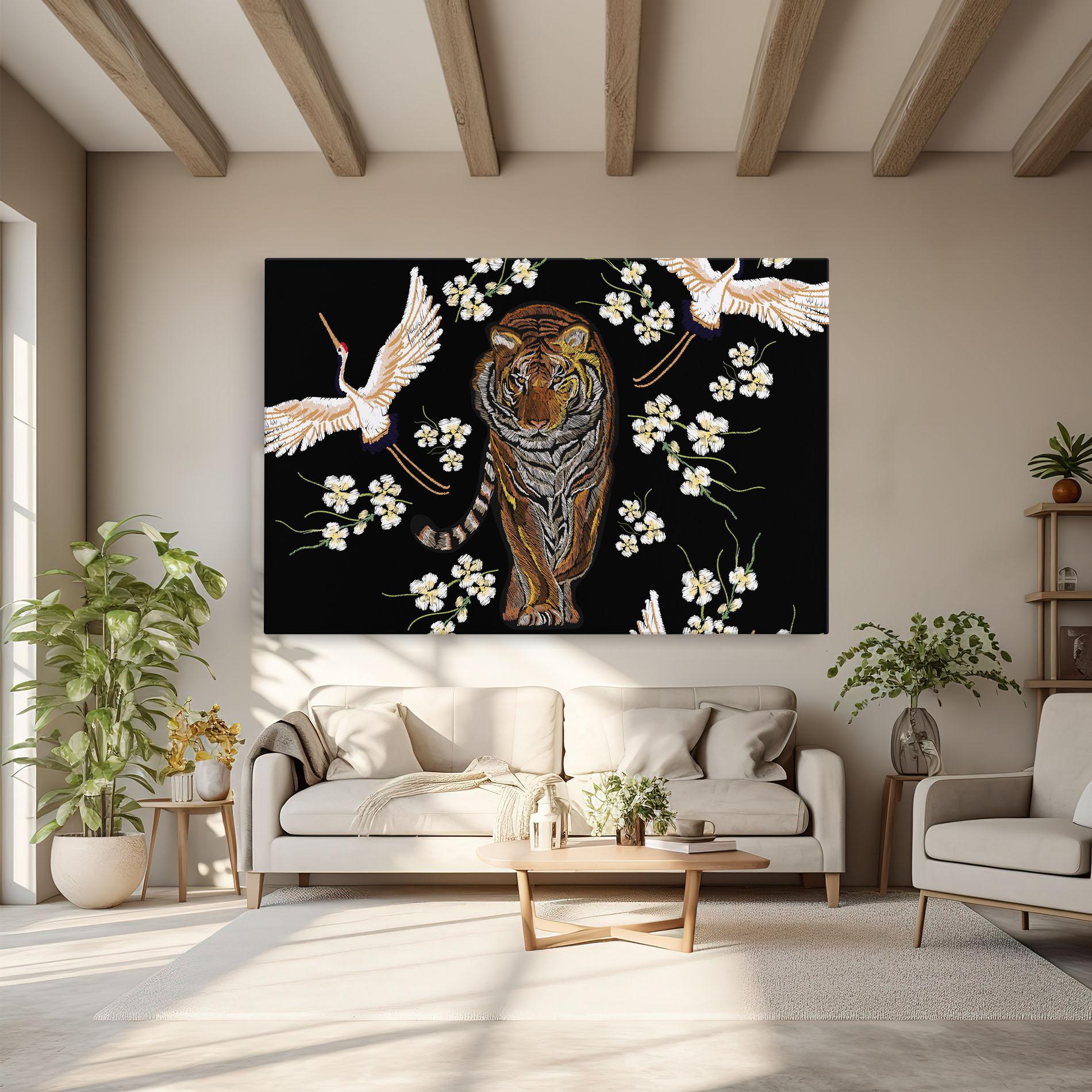 Tablou Canvas Tiger Birds Art mockup 6