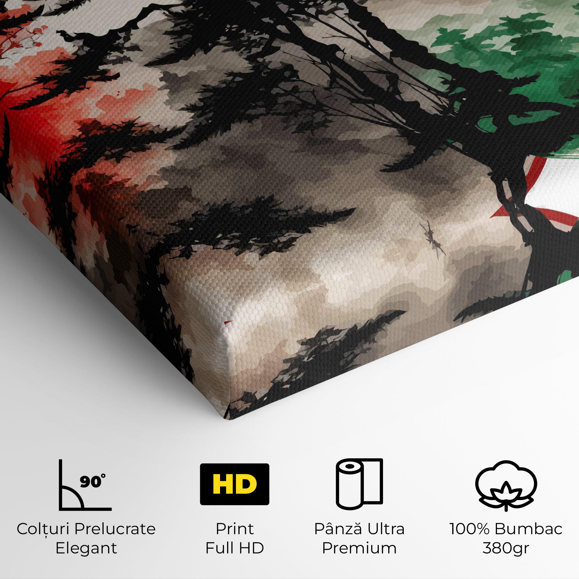 Tablou Canvas Green Red Tree Art mockup 4