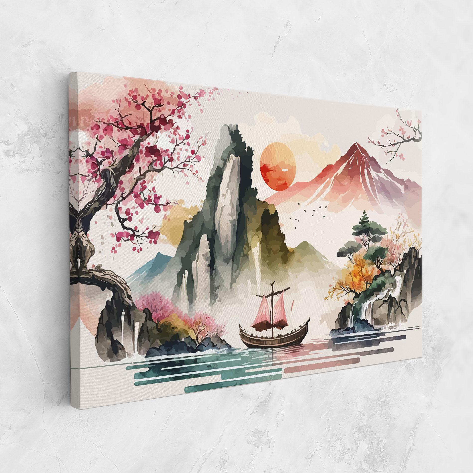 Tablou Canvas Asian Orange Sunset mockup 1