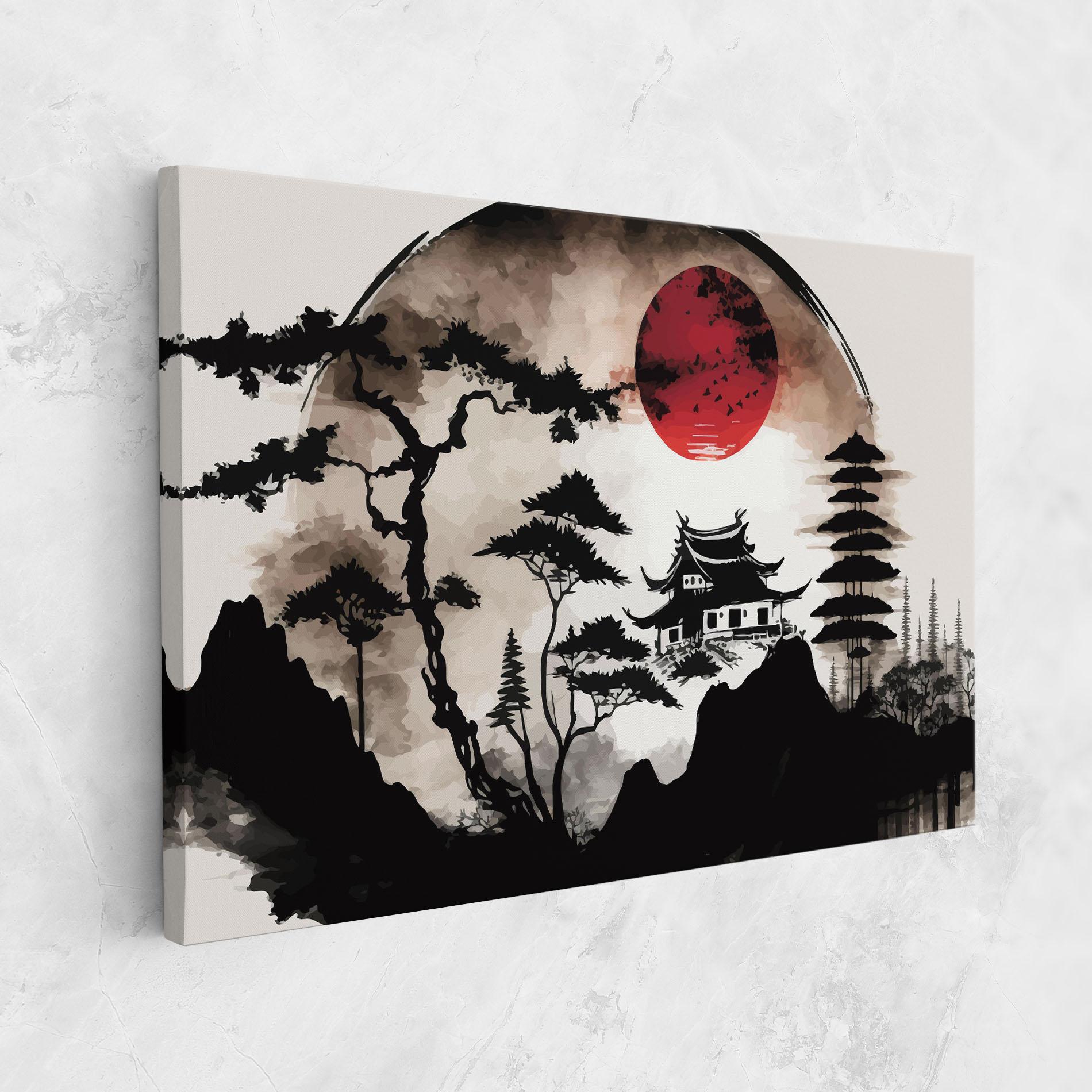 Tablou Canvas Asian Red Moon mockup 1