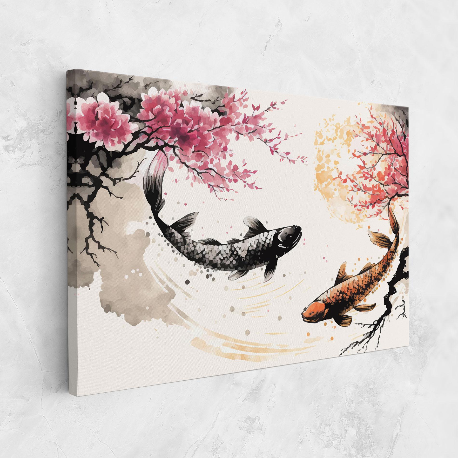 Tablou Canvas Asiatic Flower Fish mockup 1