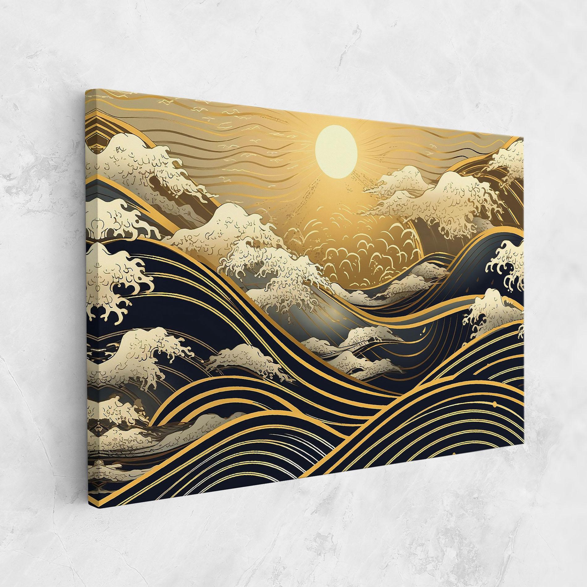 Tablou Canvas Gold Waves Landscape mockup 1