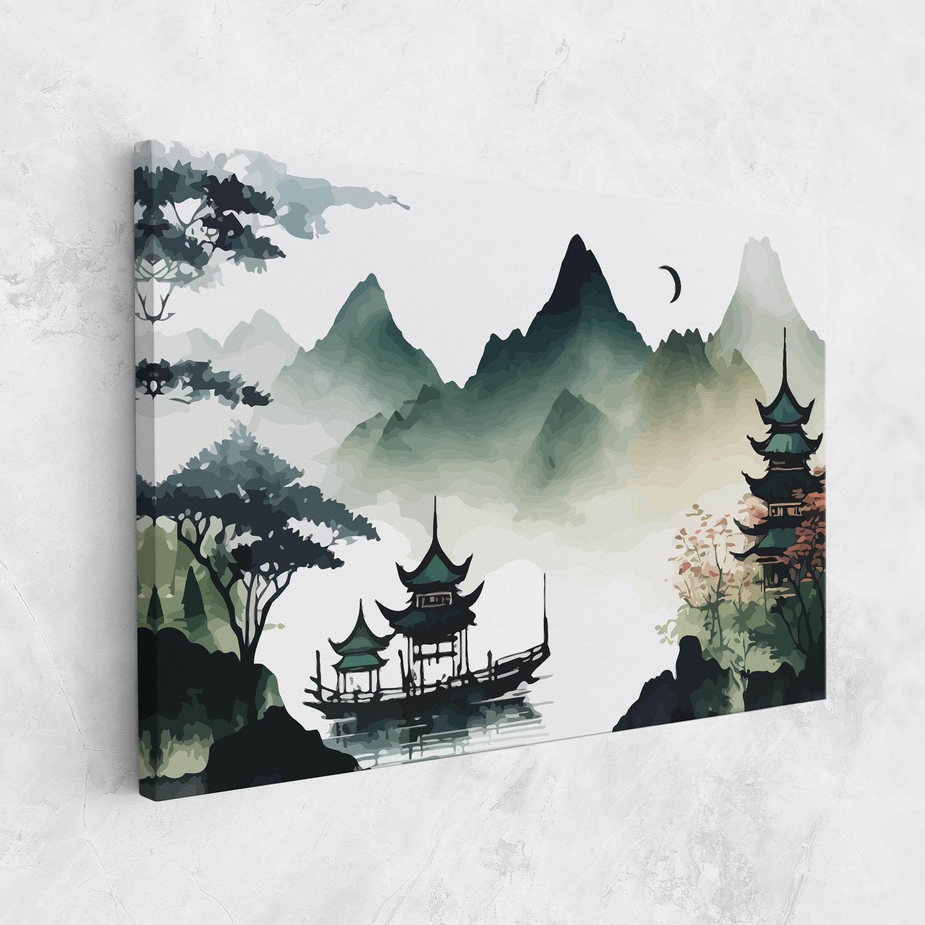 Tablou Canvas Green Mountain Moon mockup 1