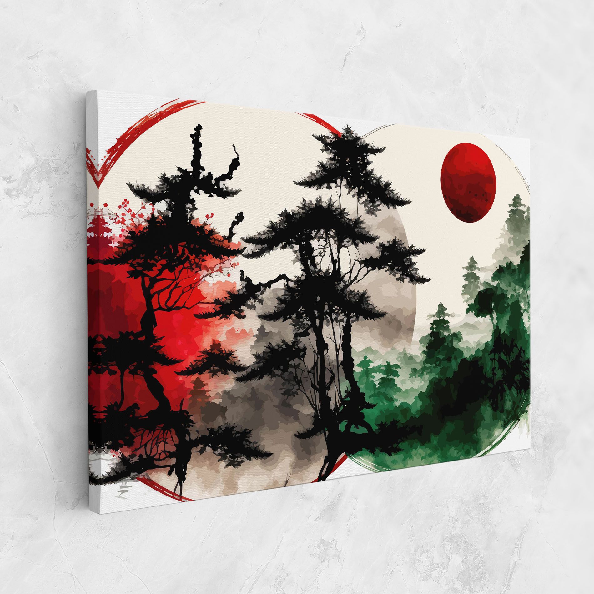 Green Red Tree Art mockup 1