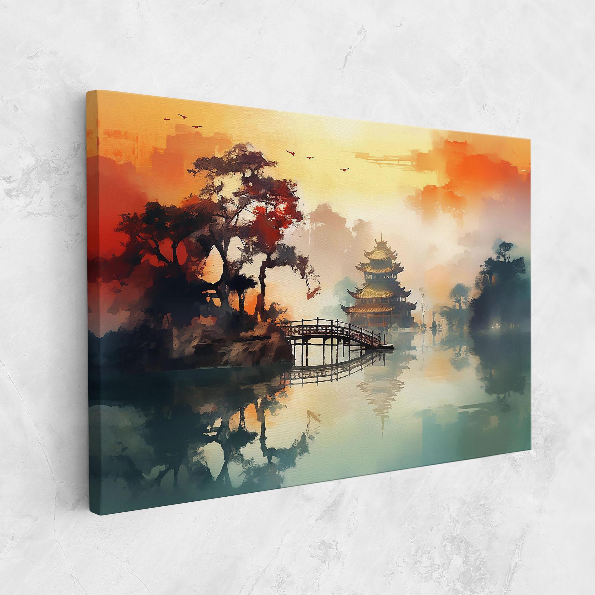 Tablou Canvas Sunset Fog Water mockup 1