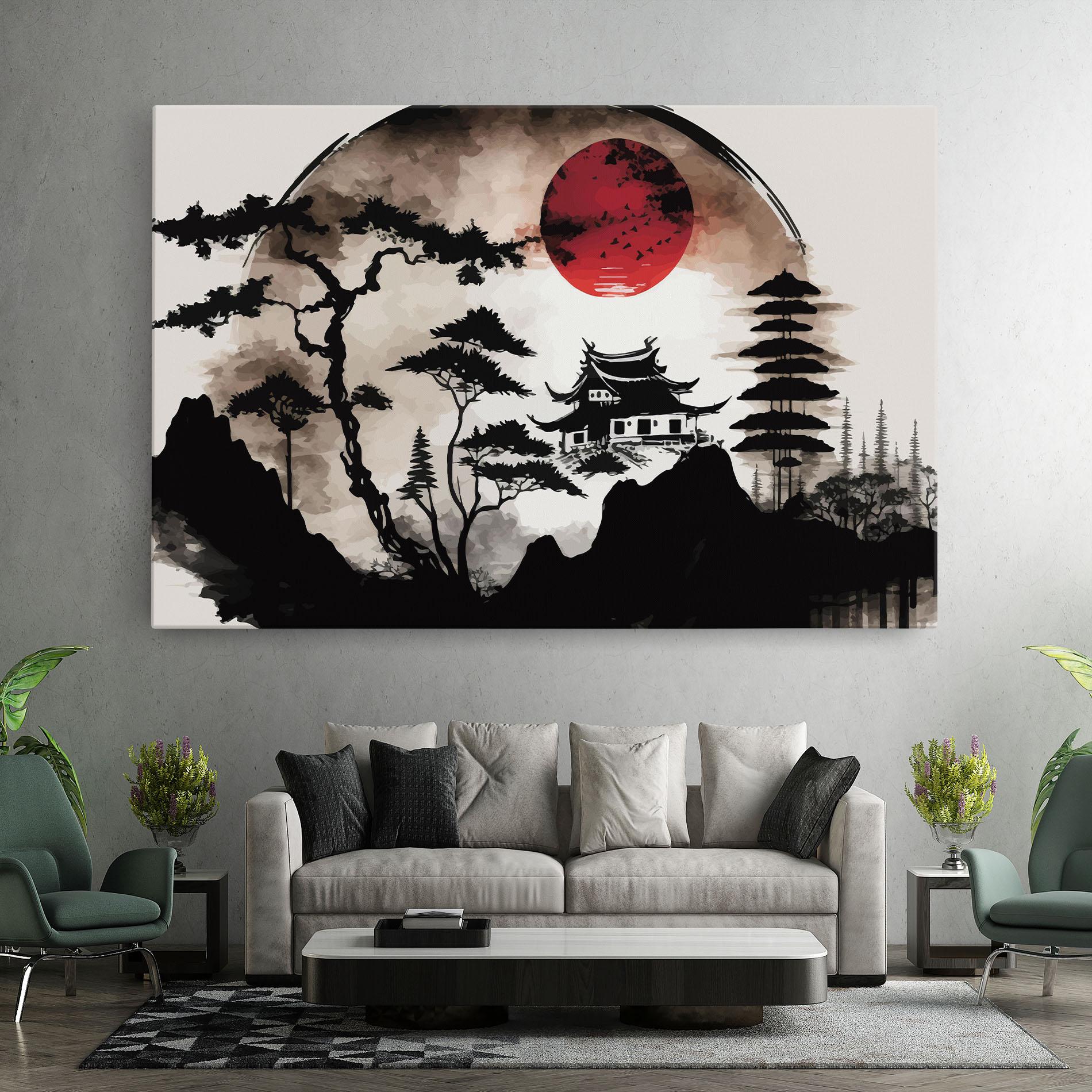 Tablou Canvas Asian Red Moon mockup 7