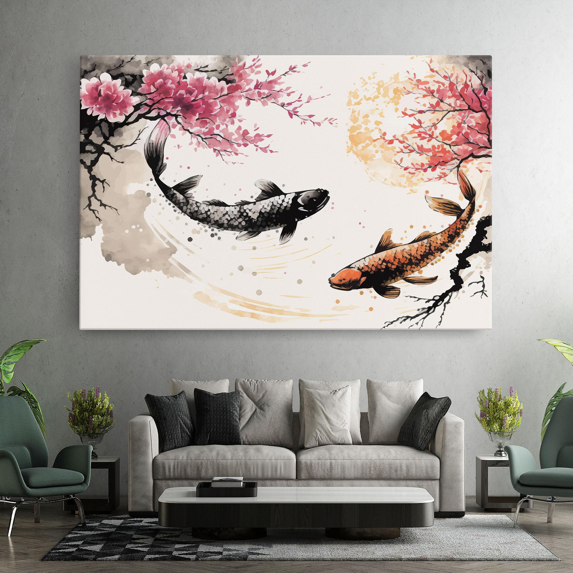 Tablou Canvas Asiatic Flower Fish mockup 7