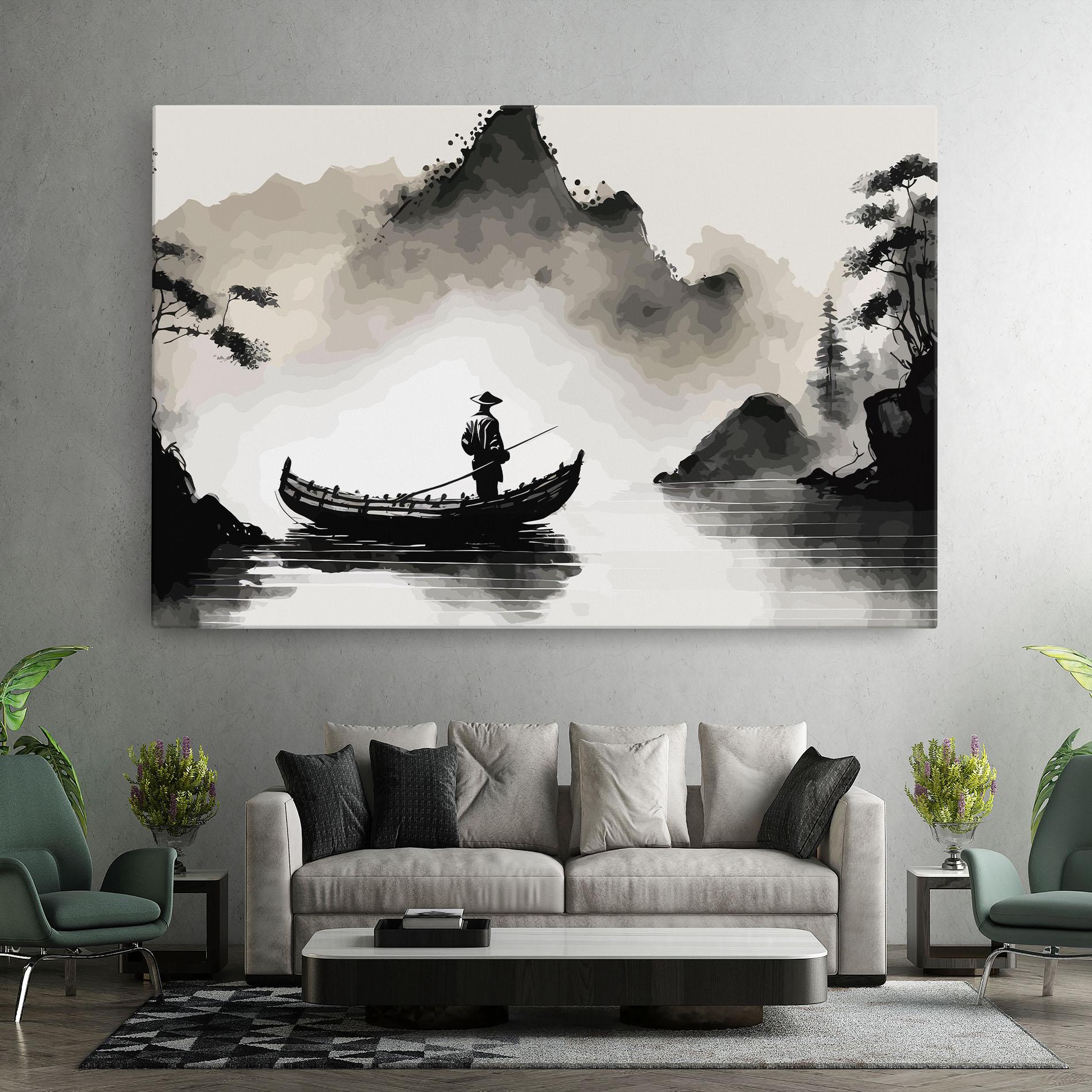 Tablou Canvas Black Ink Boat mockup 7