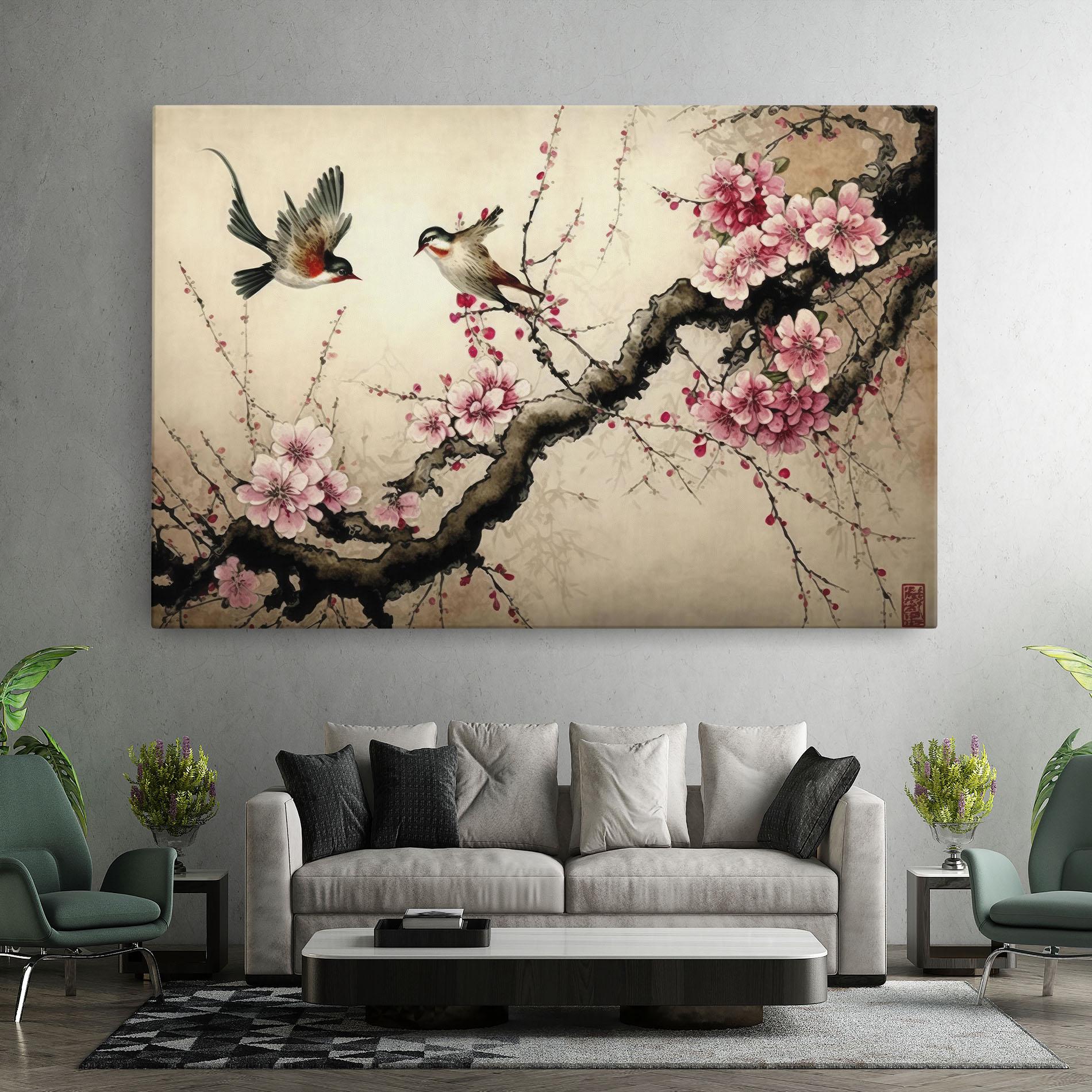 Tablou Canvas Cherry Blossom Birds mockup 7