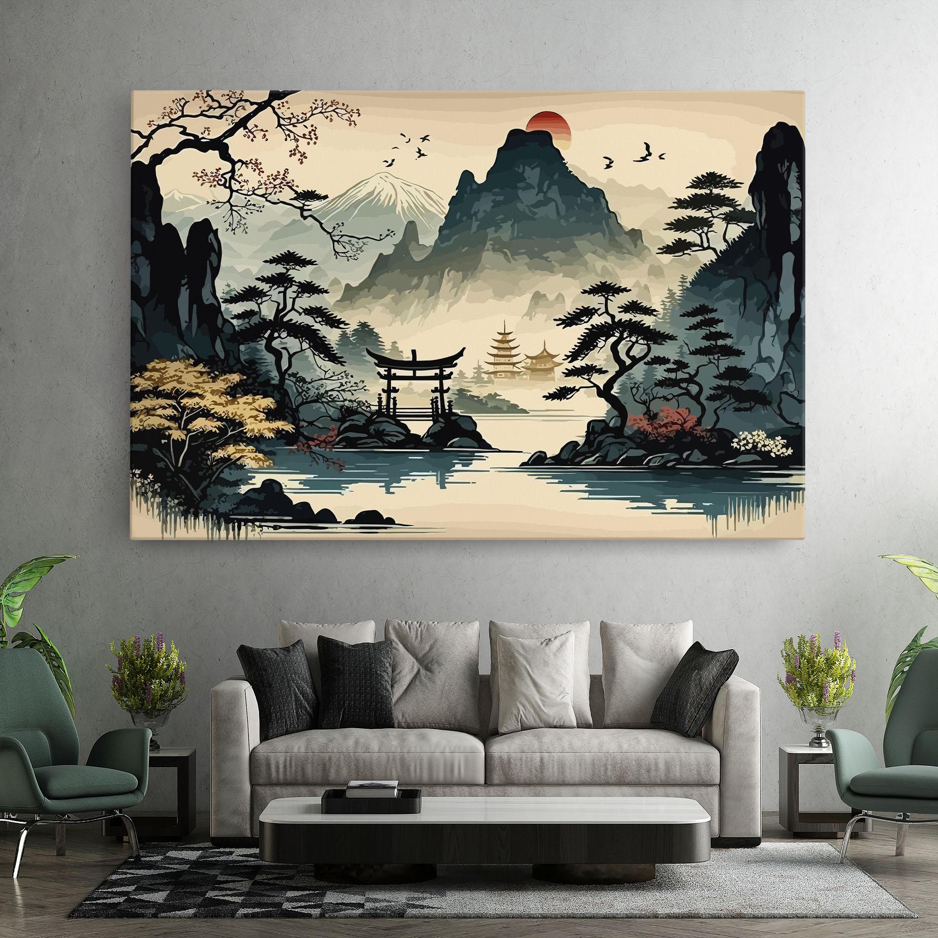 Tablou Canvas Cream Chinese Mountain mockup 7