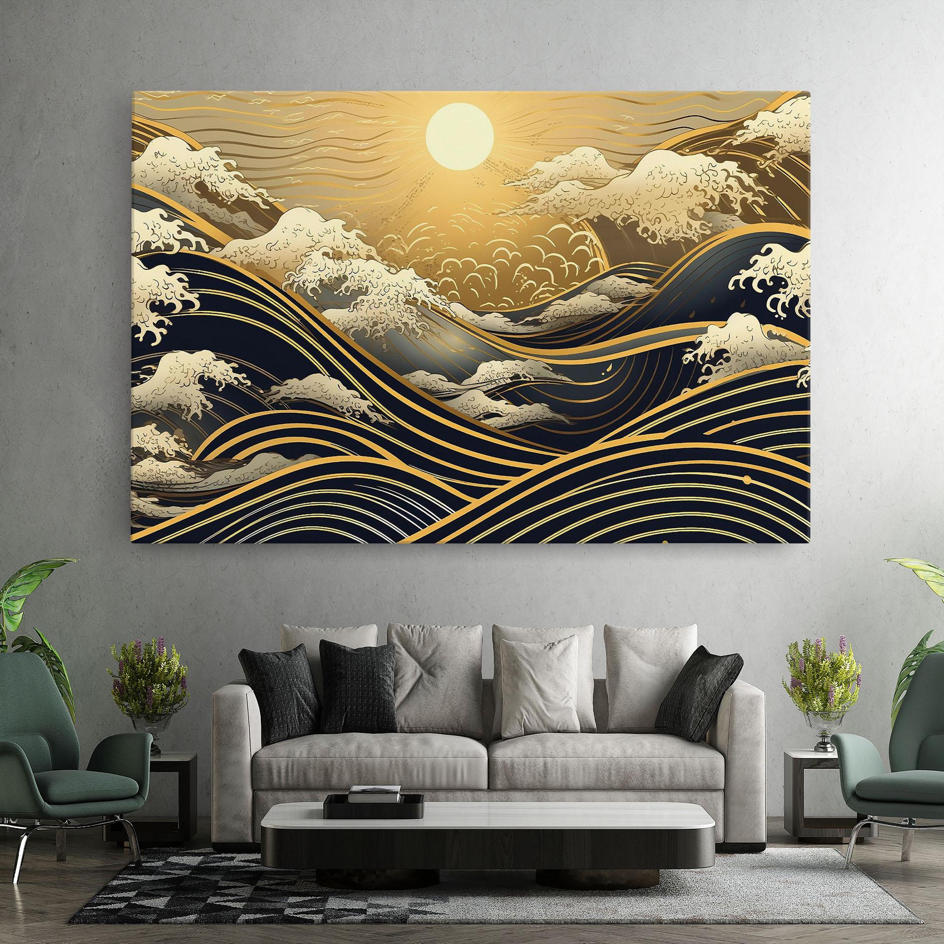 Tablou Canvas Gold Waves Landscape mockup 7