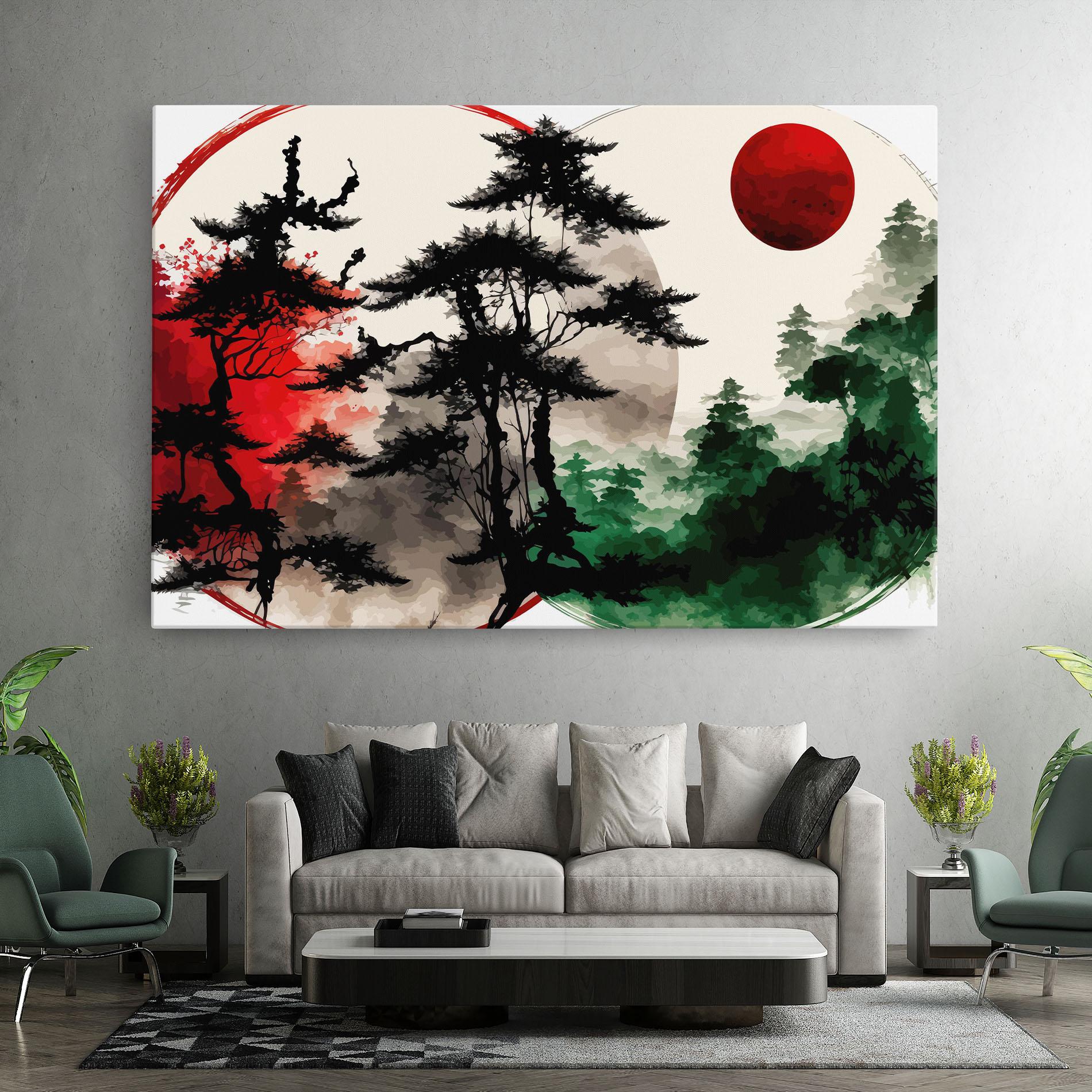 Tablou Canvas Green Red Tree Art mockup 7