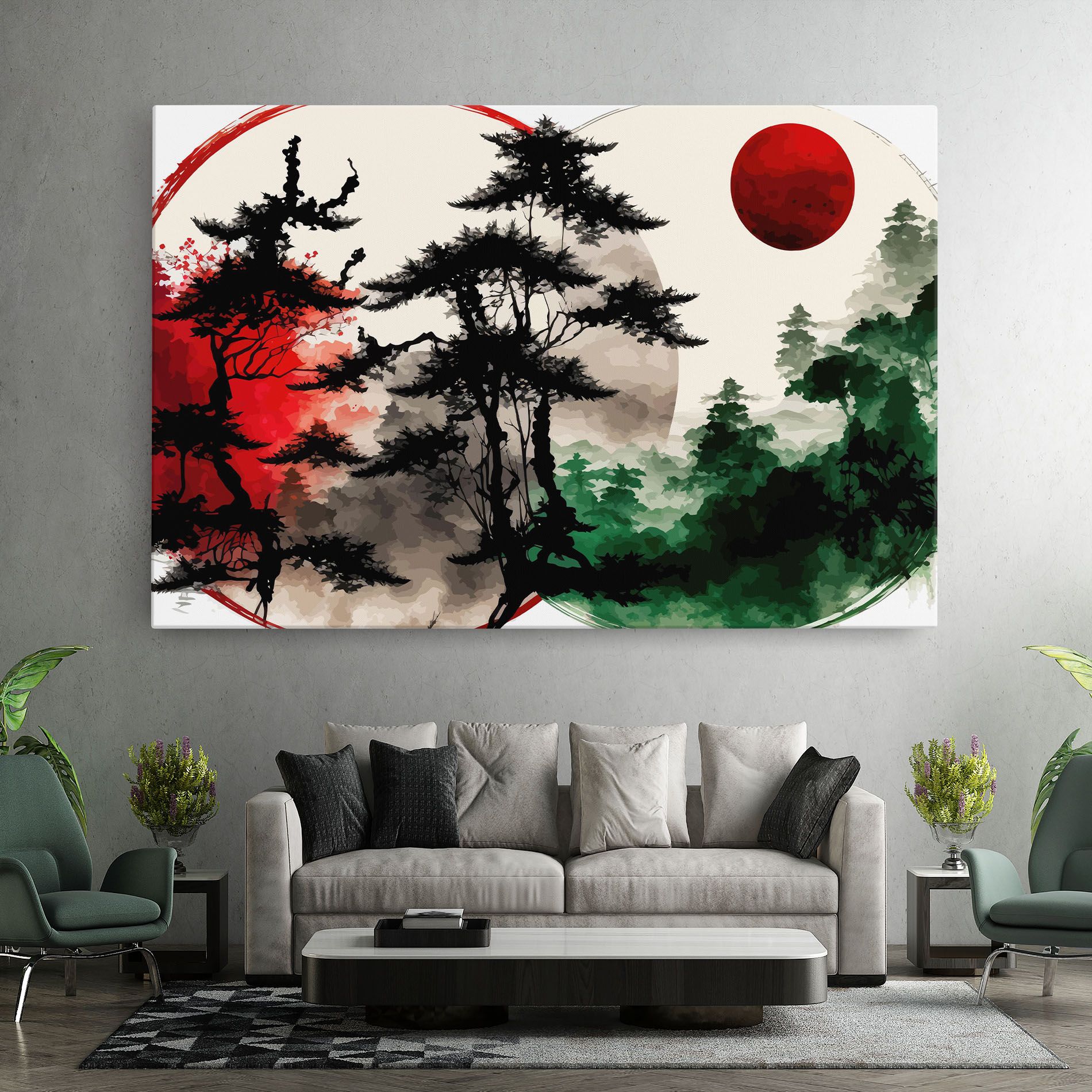 Green Red Tree Art mockup 7