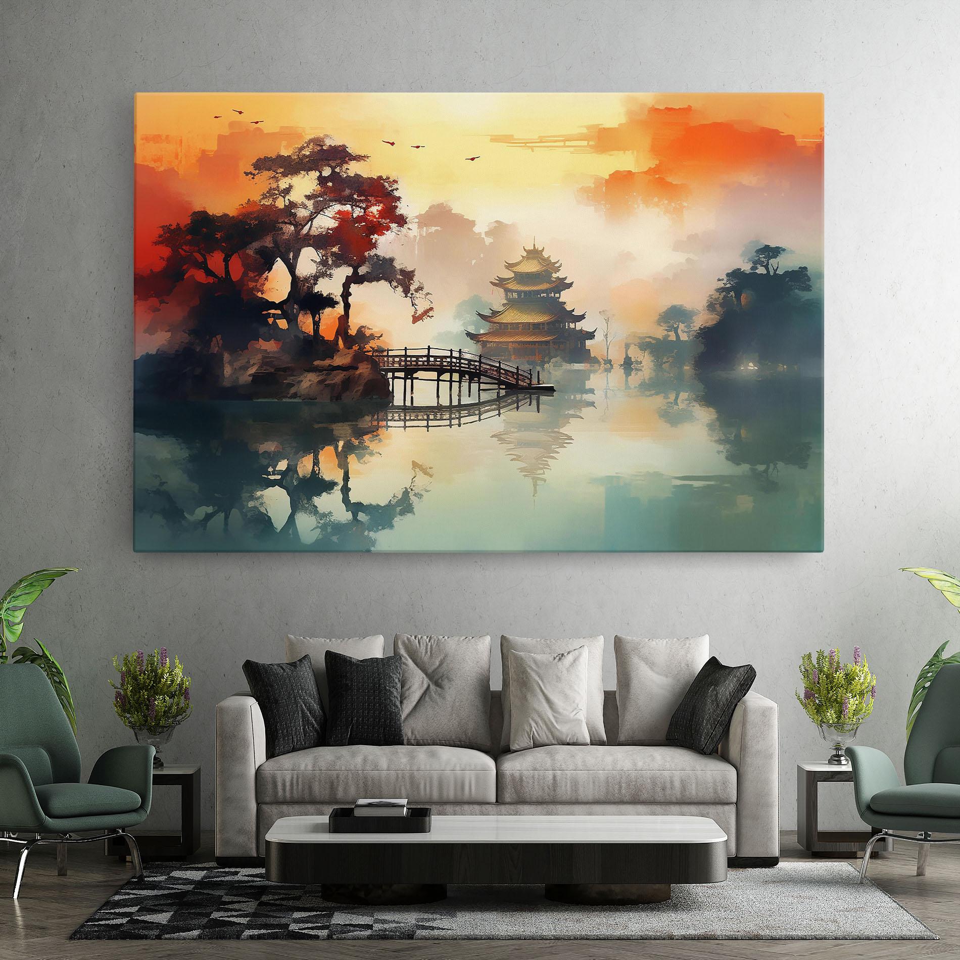 Tablou Canvas Sunset Fog Water mockup 7