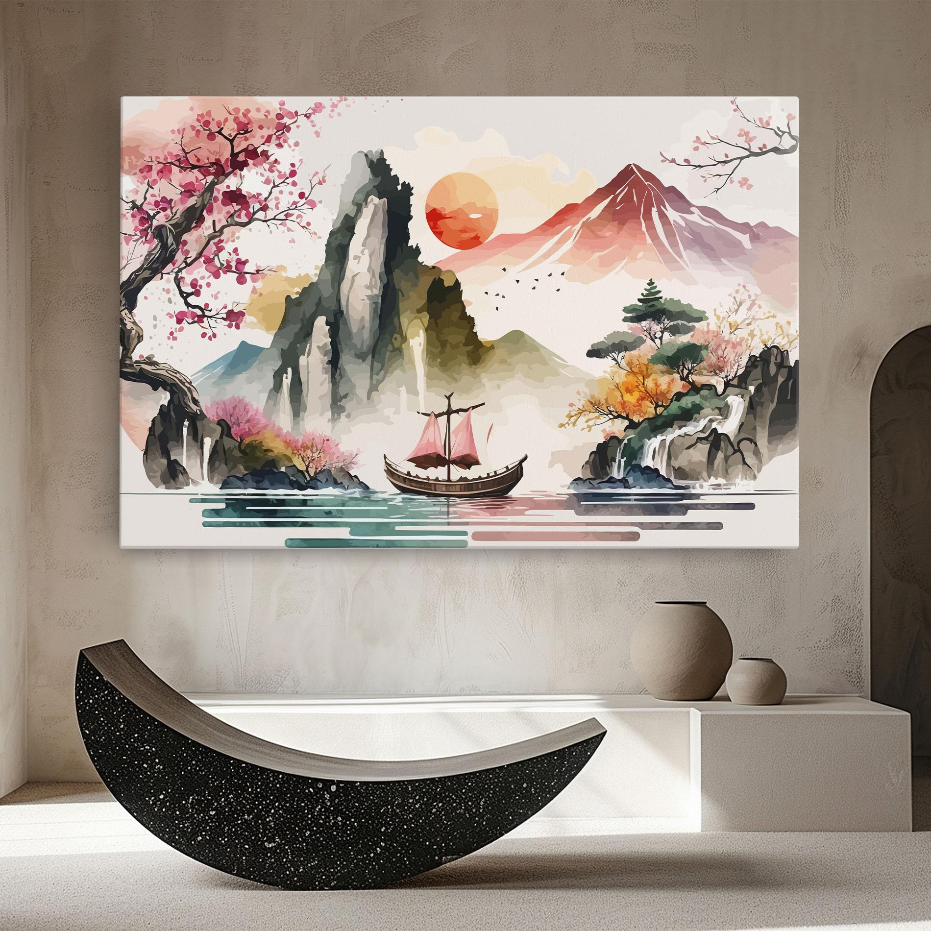 Tablou Canvas Asian Orange Sunset mockup 8