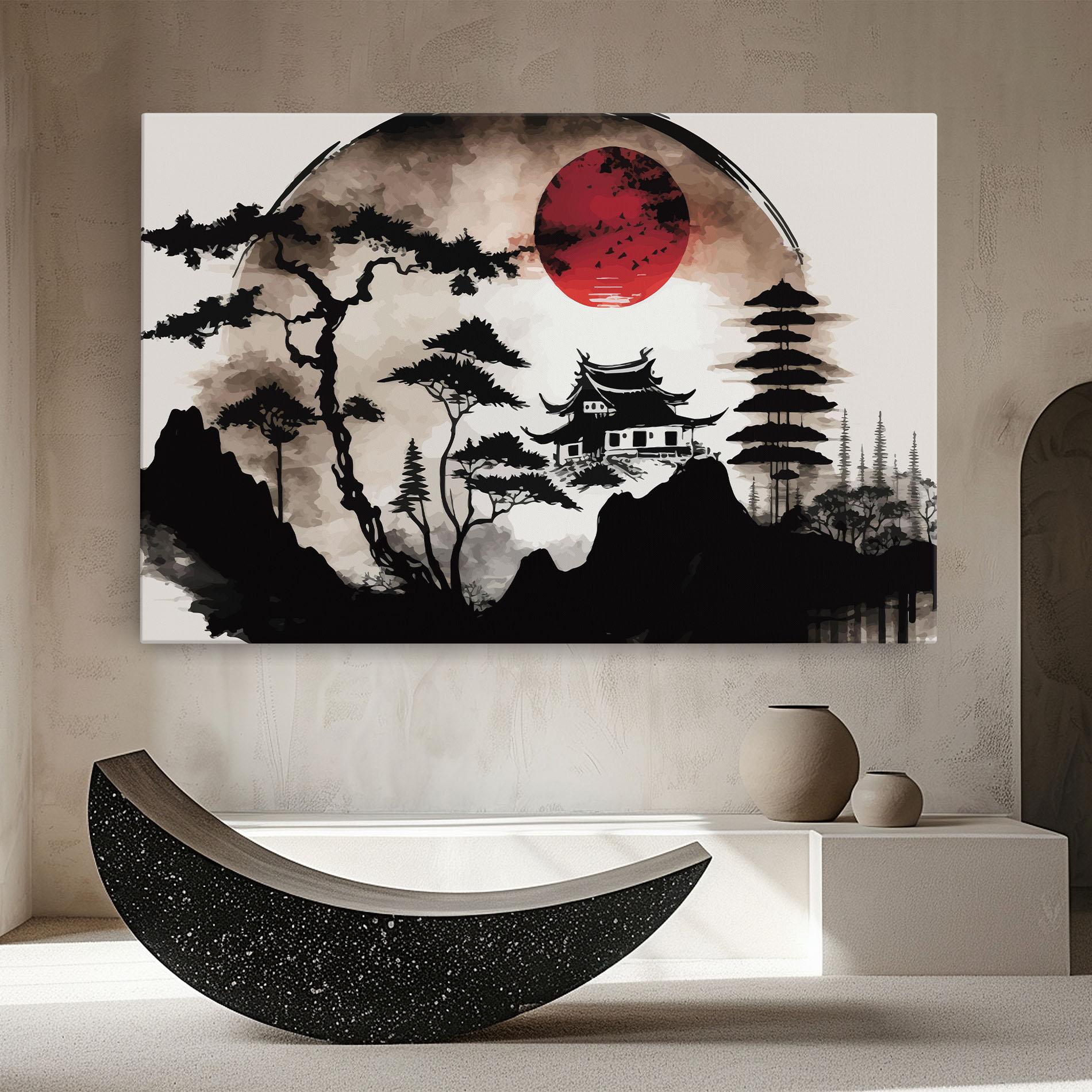 Tablou Canvas Asian Red Moon mockup 8