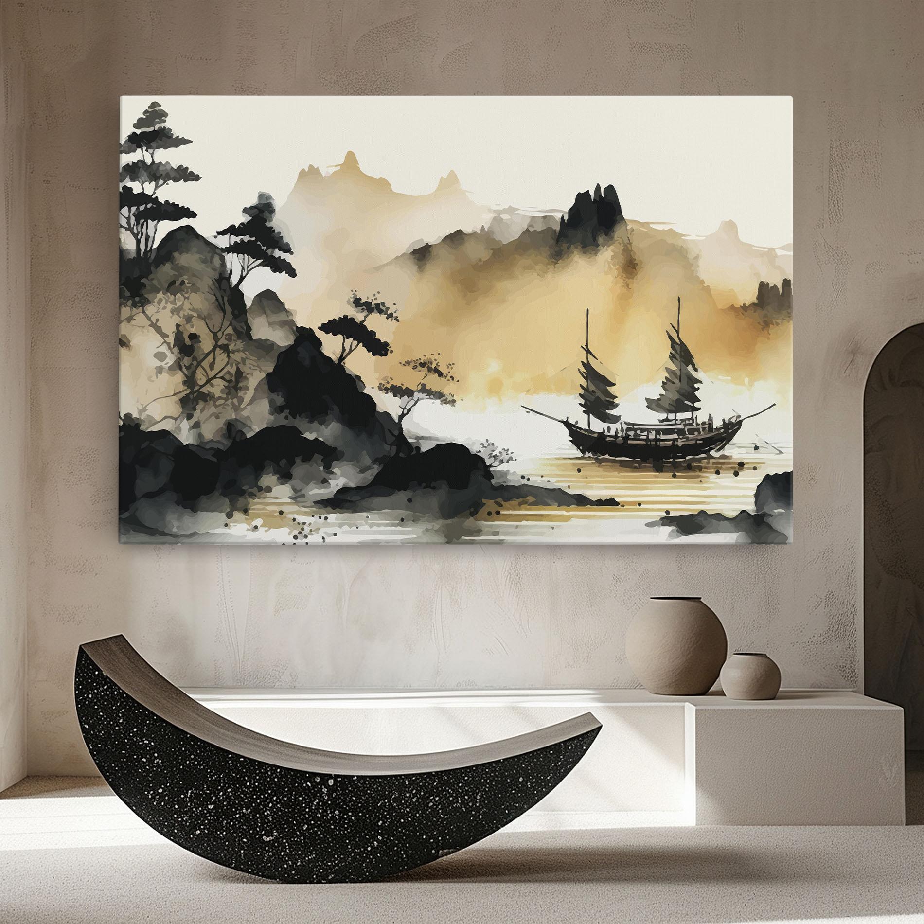 Tablou Canvas Asiatic Grey Cream mockup 8